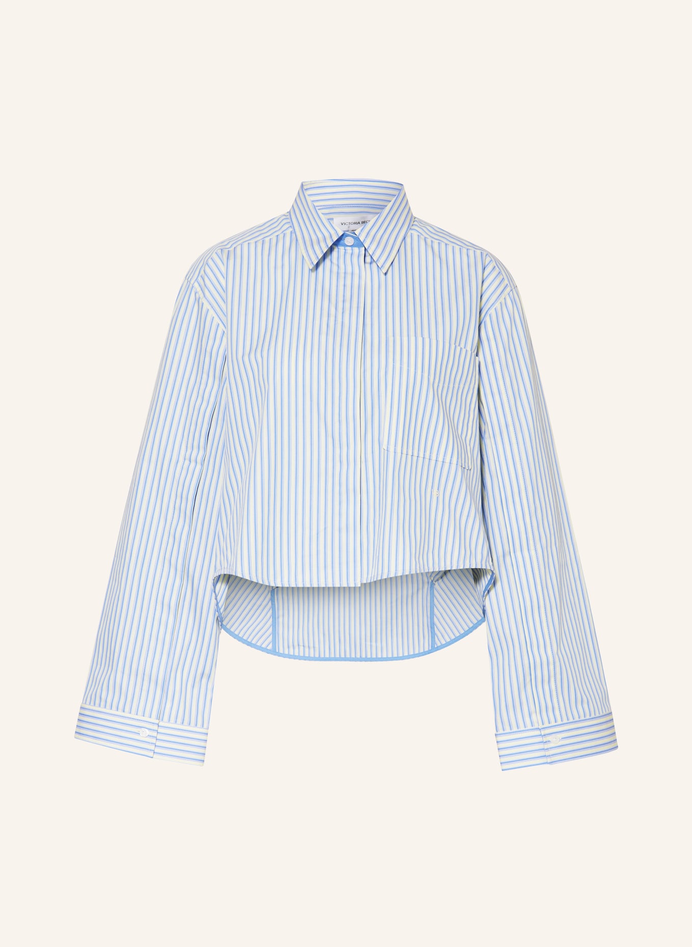 VICTORIABECKHAM Cropped shirt blouse, Color: LIGHT BLUE/ LIGHT YELLOW (Image 1)