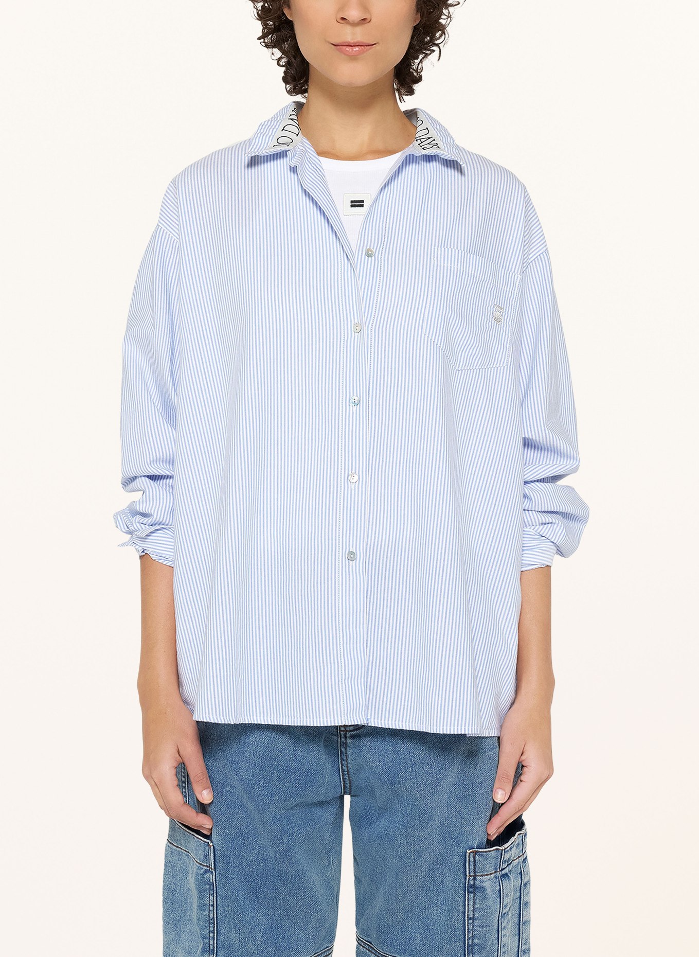 10DAYS Oversized shirt blouse, Color: LIGHT BLUE/ ECRU (Image 4)