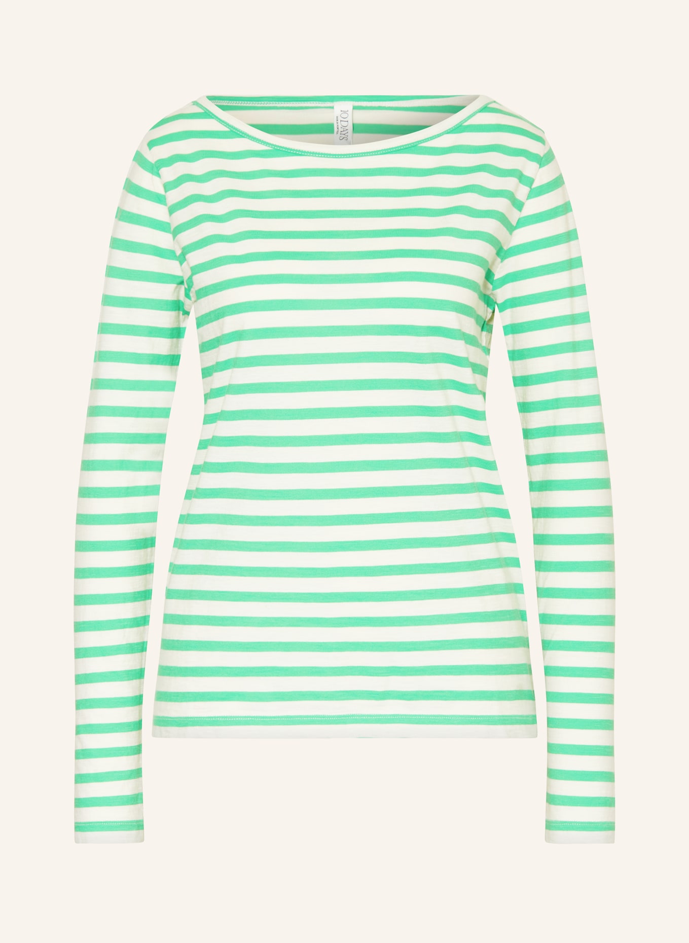 10DAYS Long sleeve shirt, Color: WHITE/ GREEN (Image 1)