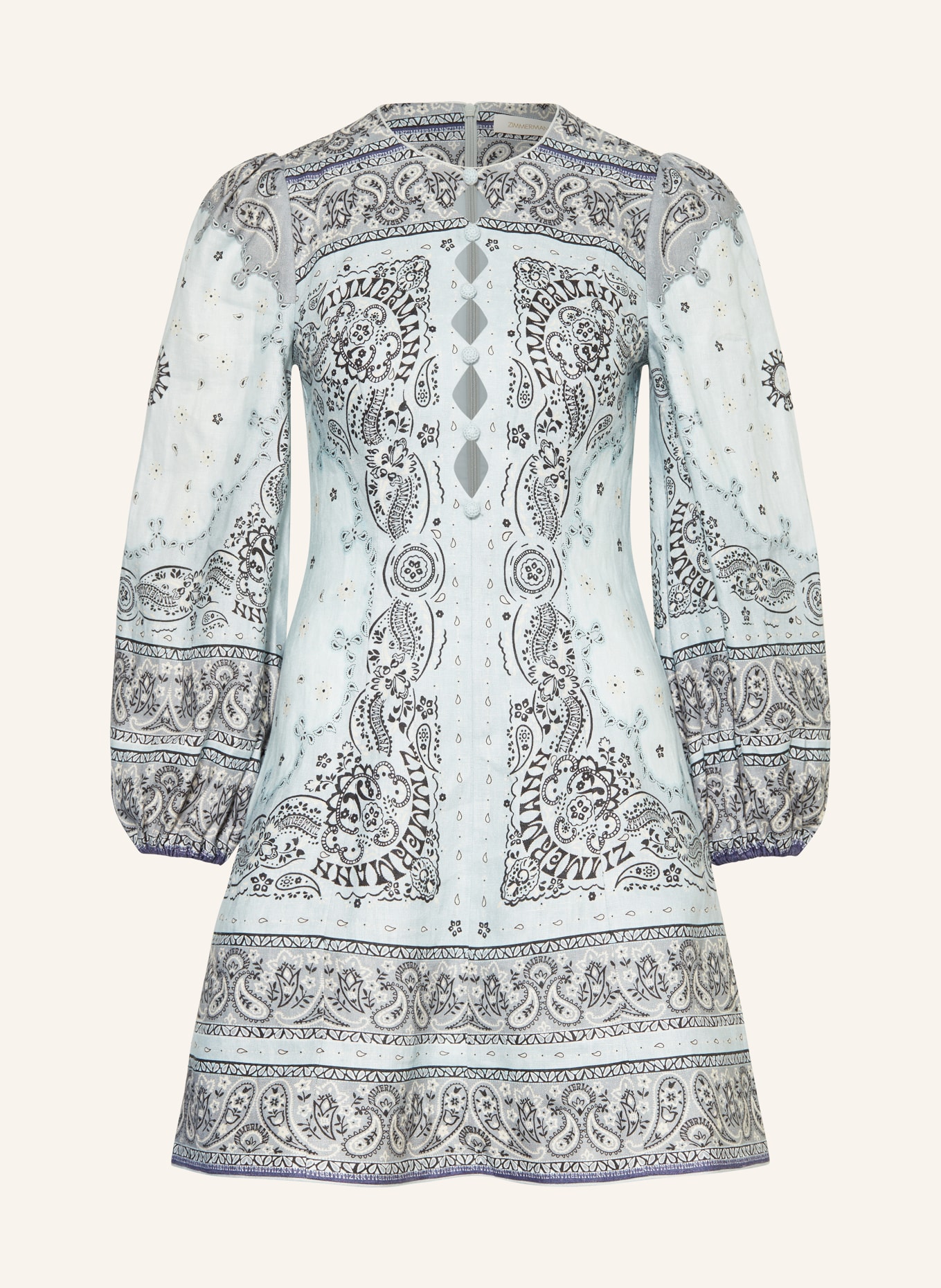 ZIMMERMANN Linen dress MATCHMAKER, Color: LIGHT BLUE/ BLACK/ WHITE (Image 1)