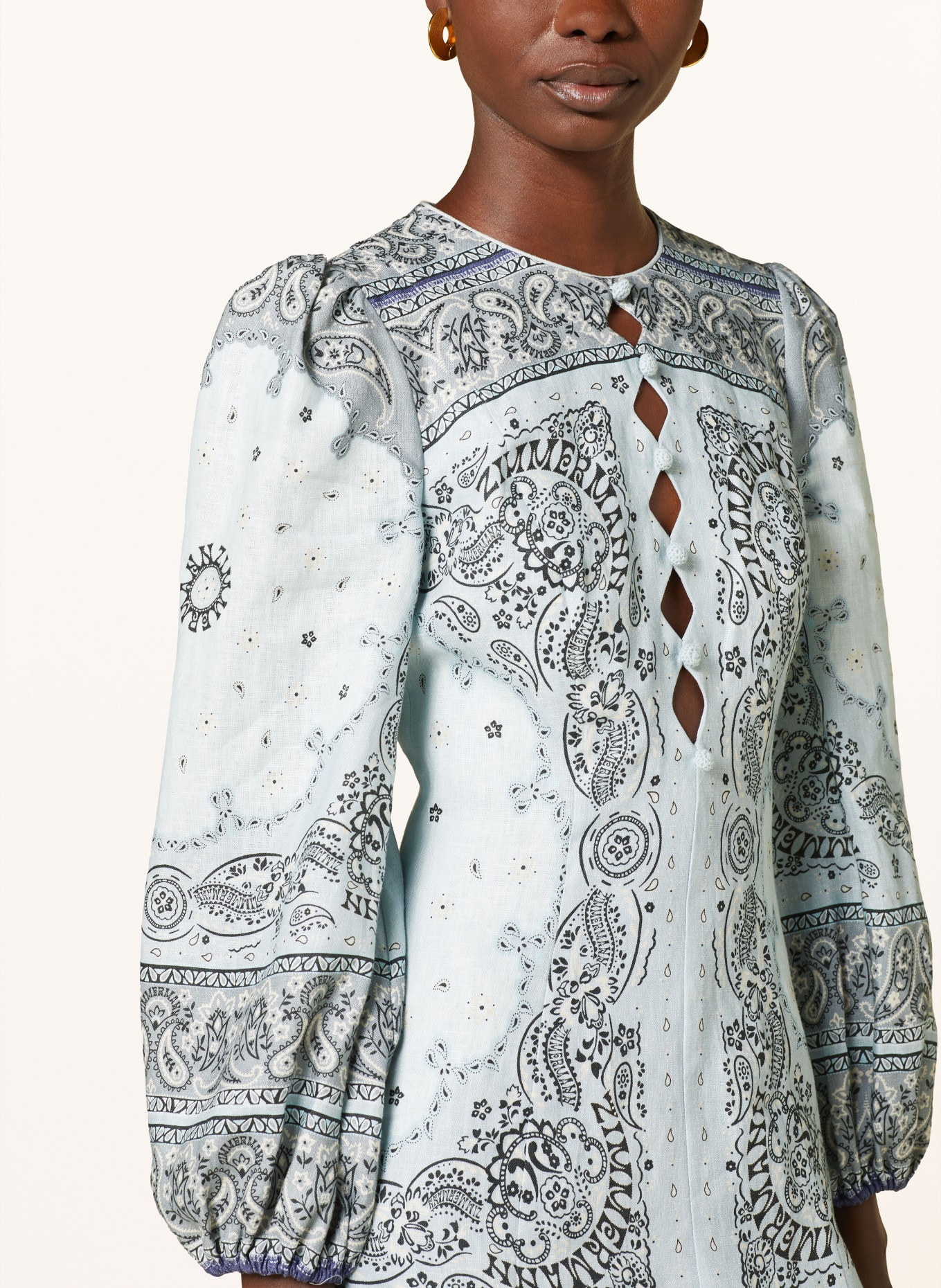 ZIMMERMANN Linen dress MATCHMAKER, Color: LIGHT BLUE/ BLACK/ WHITE (Image 4)