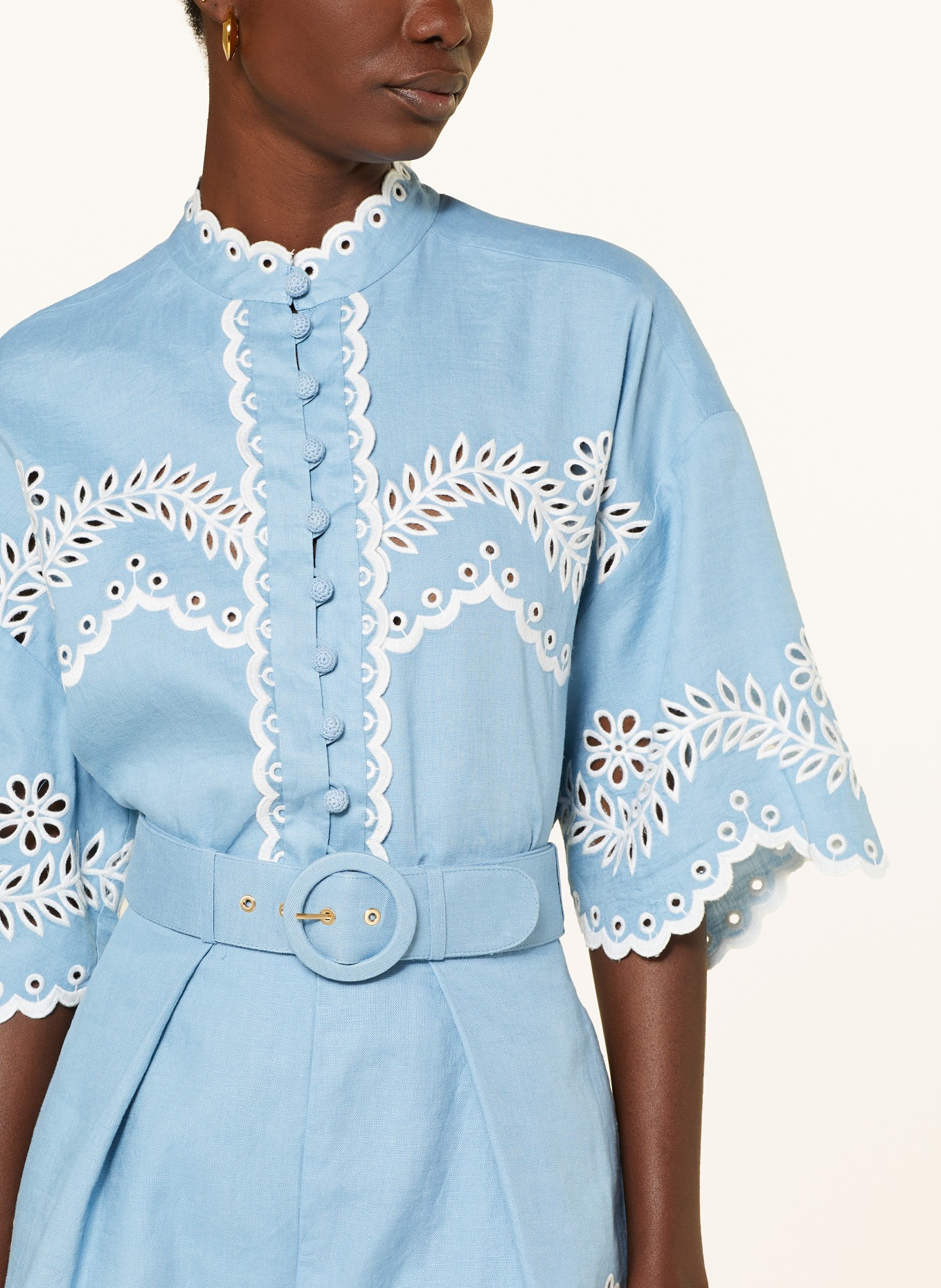 ZIMMERMANN Linen blouse JUNIE with broderie anglaise, Color: BLUE/ WHITE (Image 4)