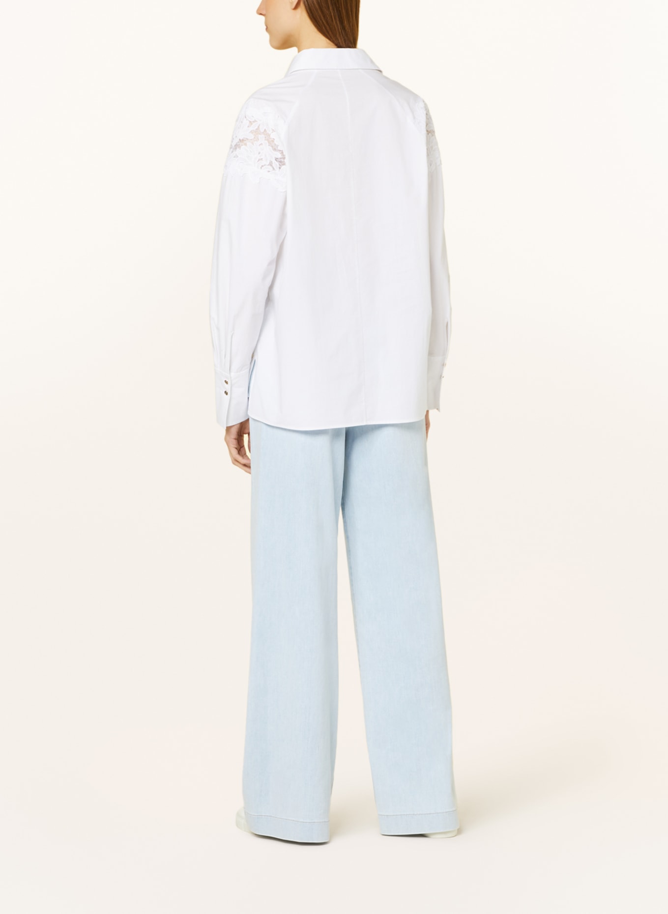 MARC CAIN Shirt blouse with lace, Color: 100 WHITE (Image 3)
