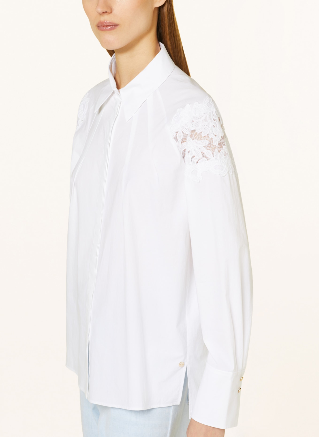 MARC CAIN Hemdbluse mit Spitze, Farbe: 100 WHITE (Bild 4)