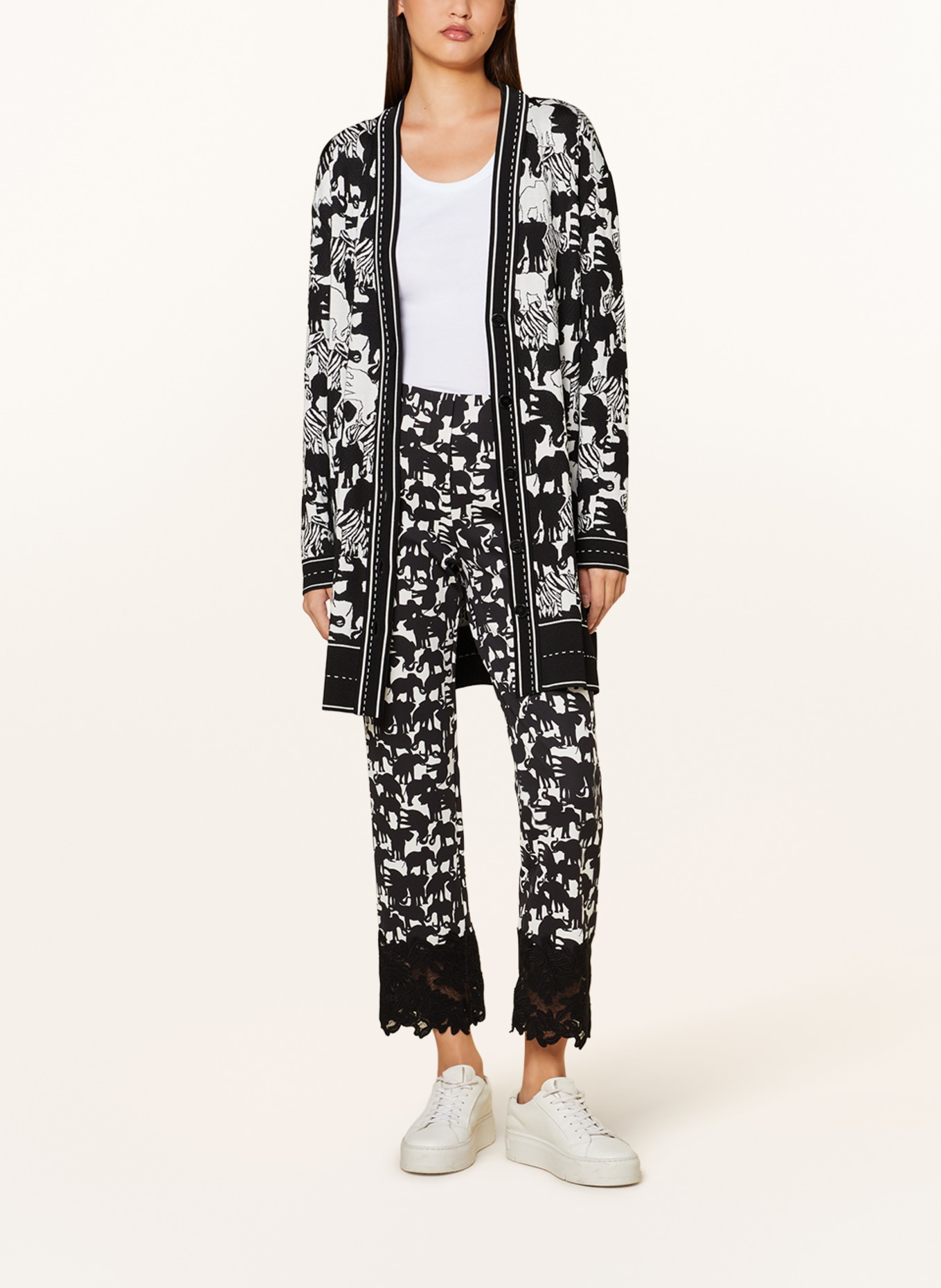 MARC CAIN Cardigan, Color: 190 white and black (Image 2)
