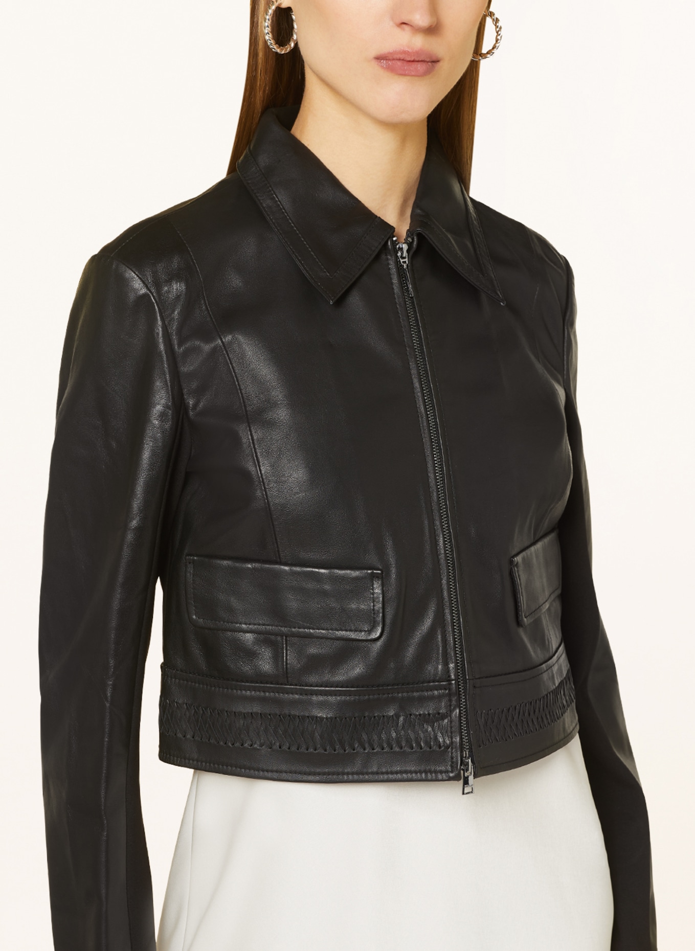 MARC CAIN Leather jacket, Color: BLACK (Image 4)