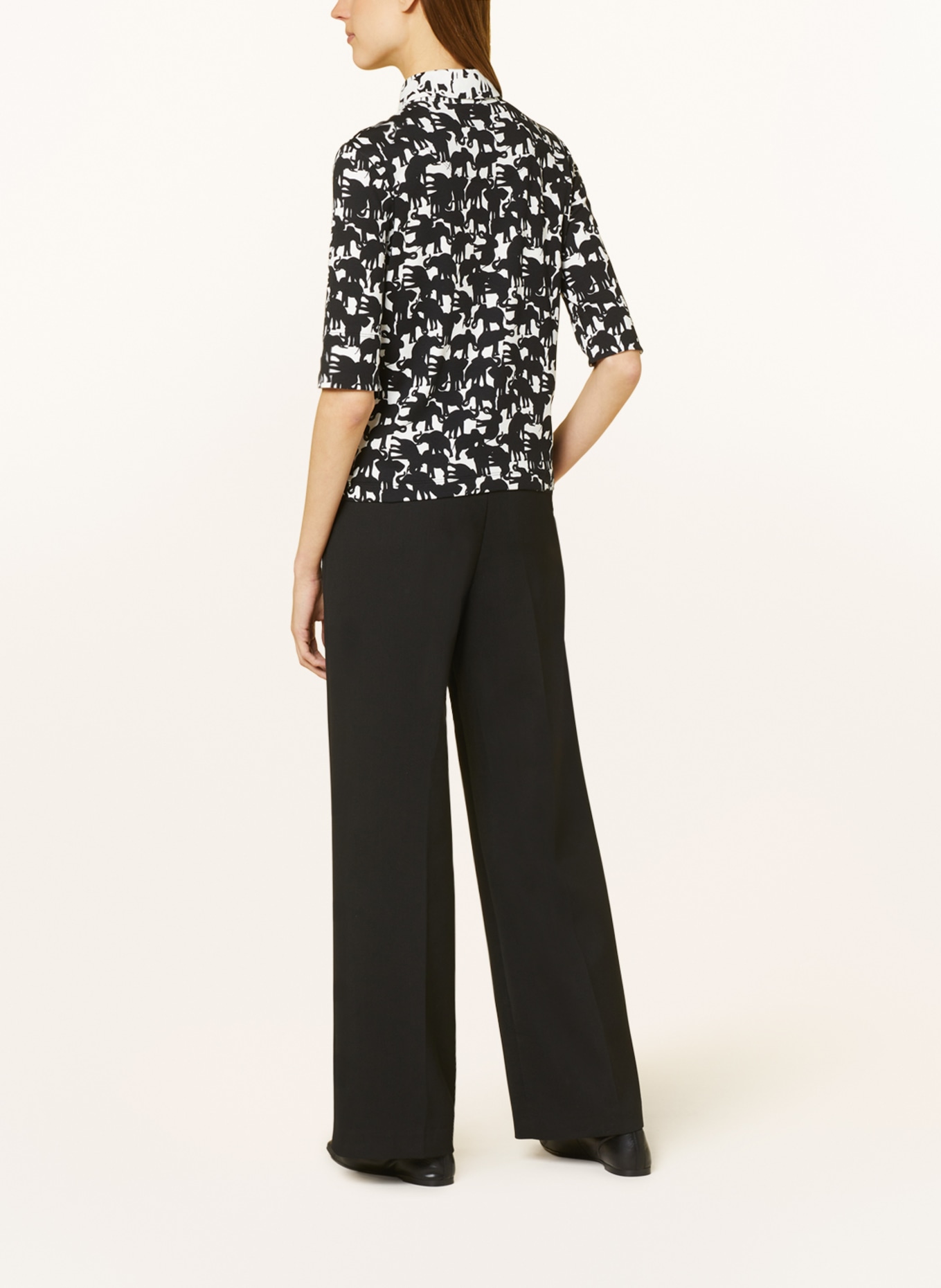 MARC CAIN Shirt blouse with ruffles, Color: 910 black and white (Image 3)