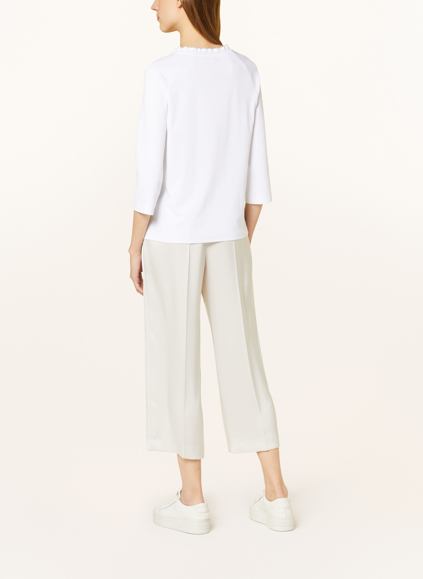 MARC CAIN Shirt with 3/4 sleeves and glitter thread, Color: 100 WHITE (Image 3)