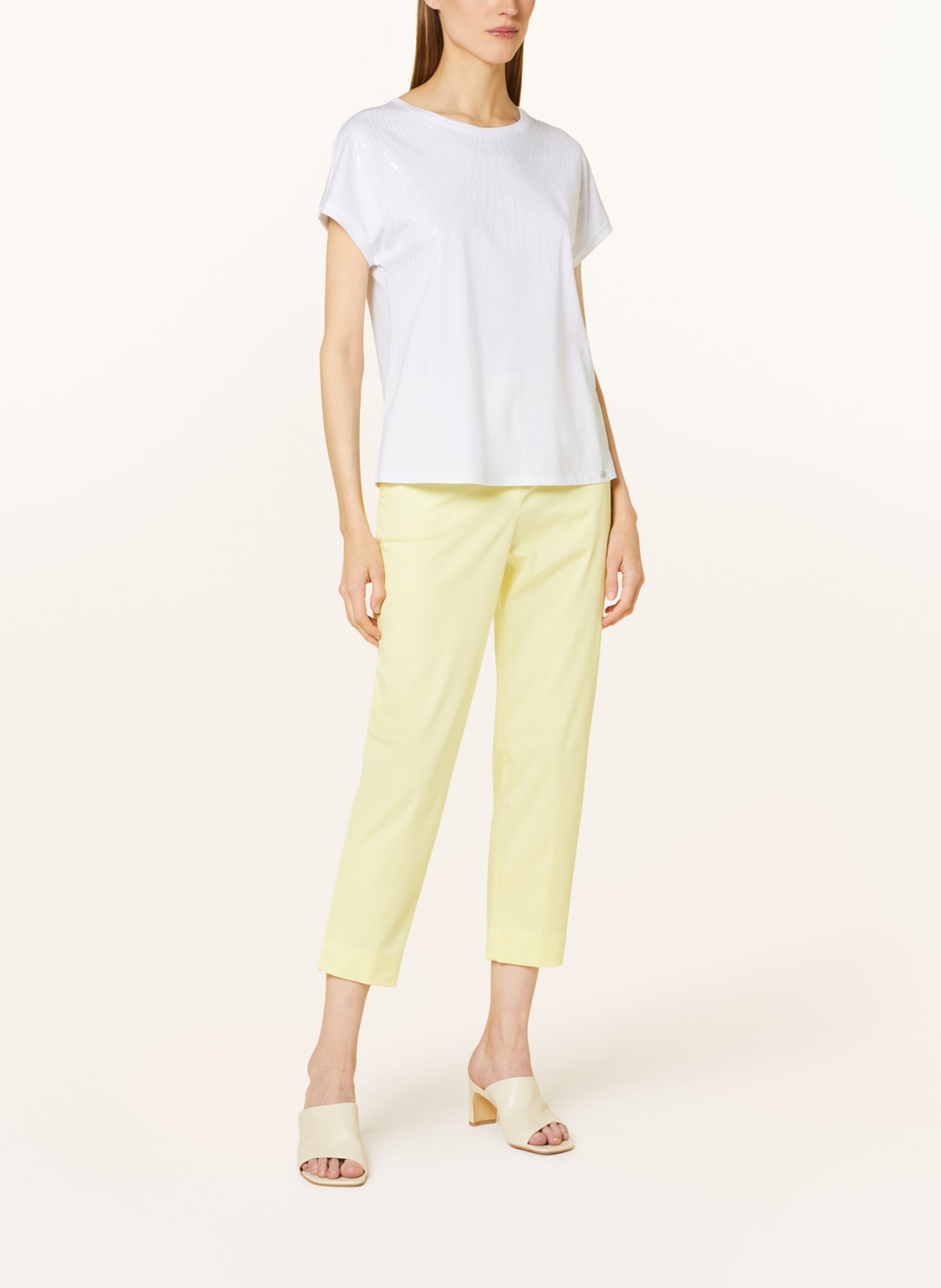 MARC CAIN T-shirt z cekinami, Kolor: 100 WHITE (Obrazek 2)