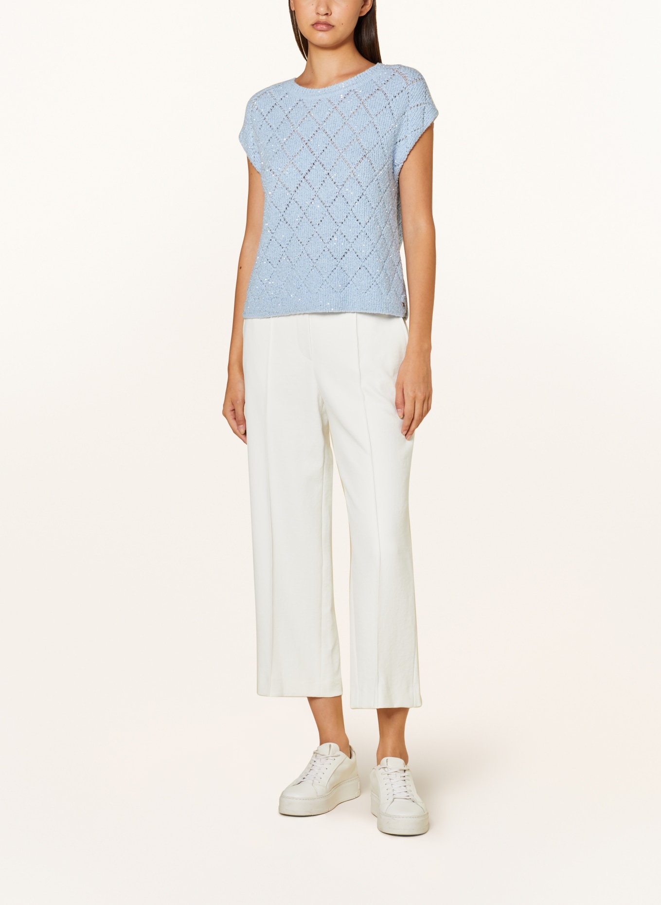 MARC CAIN Sweater vest with sequins, Color: 320 soft summer sky (Image 2)