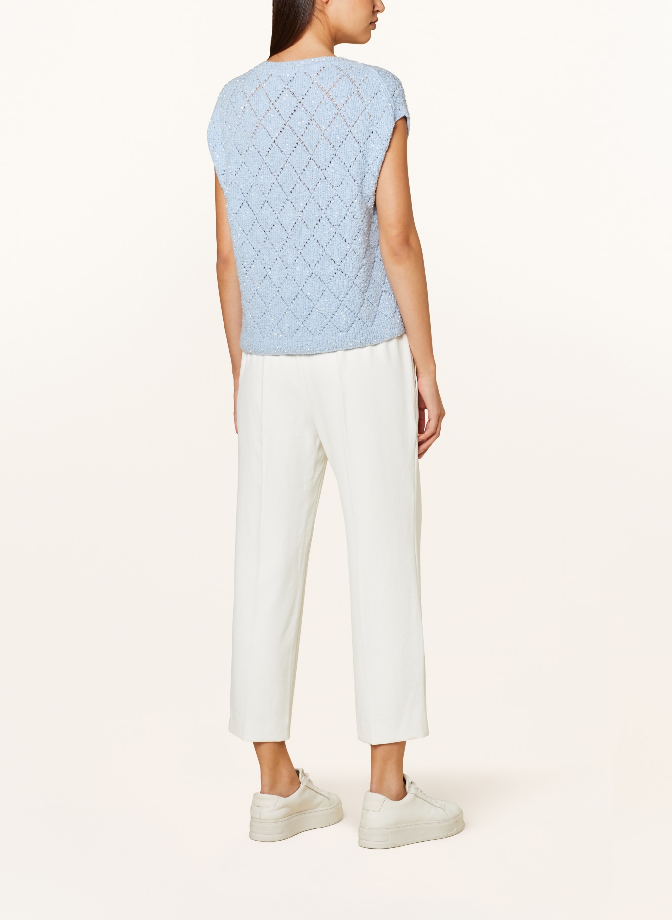 MARC CAIN Sweater vest with sequins, Color: 320 soft summer sky (Image 3)