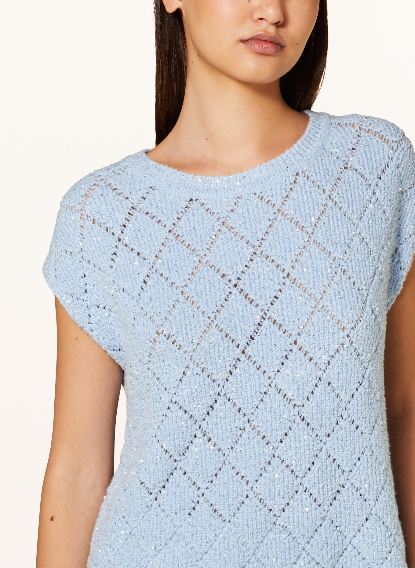 MARC CAIN Sweater vest with sequins, Color: 320 soft summer sky (Image 4)