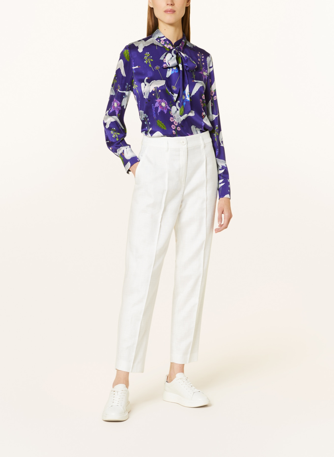 MARC CAIN Silk blouse with detachable bow tie, Color: 755 deep violet (Image 2)