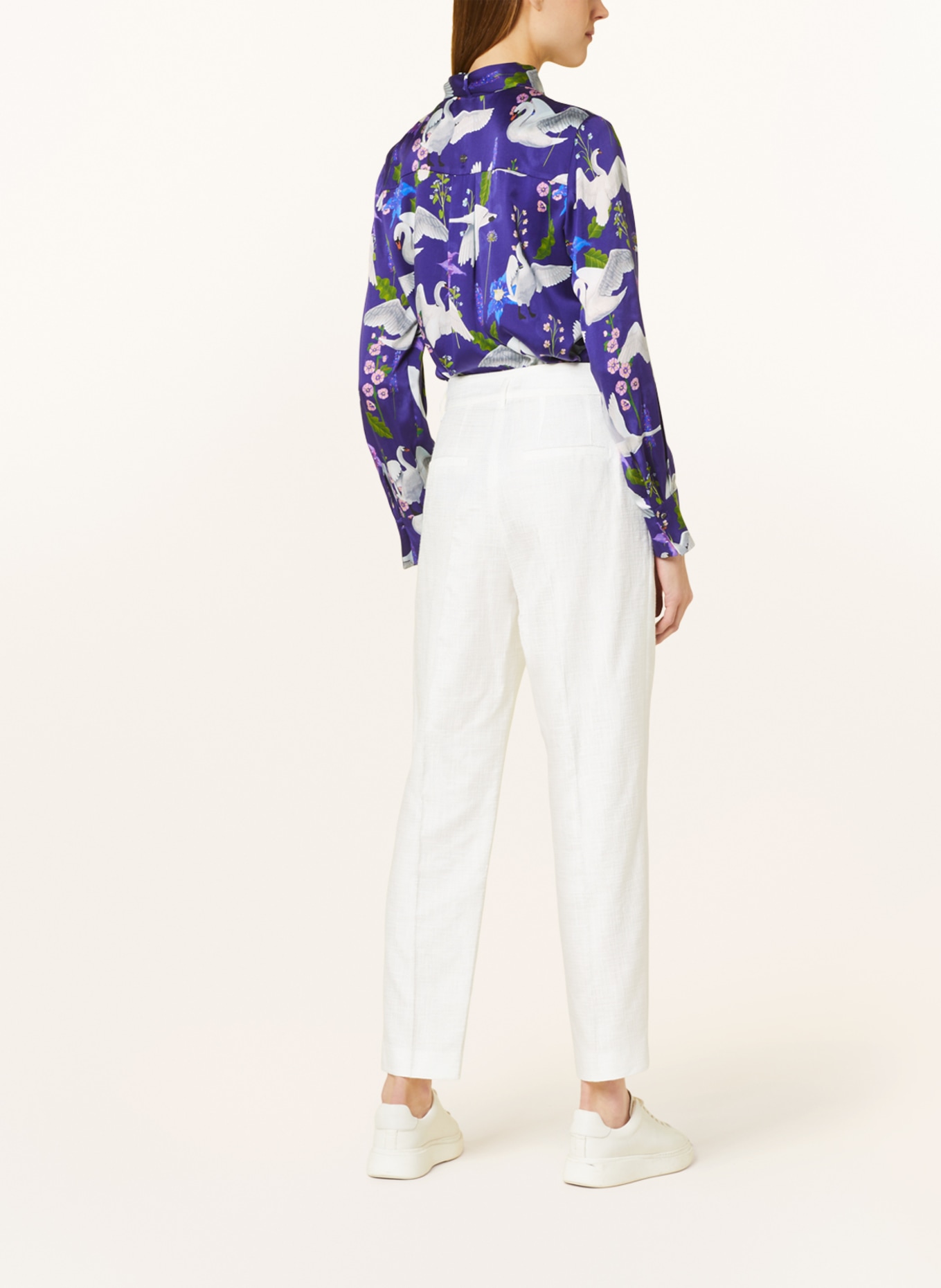 MARC CAIN Silk blouse with detachable bow tie, Color: 755 deep violet (Image 3)