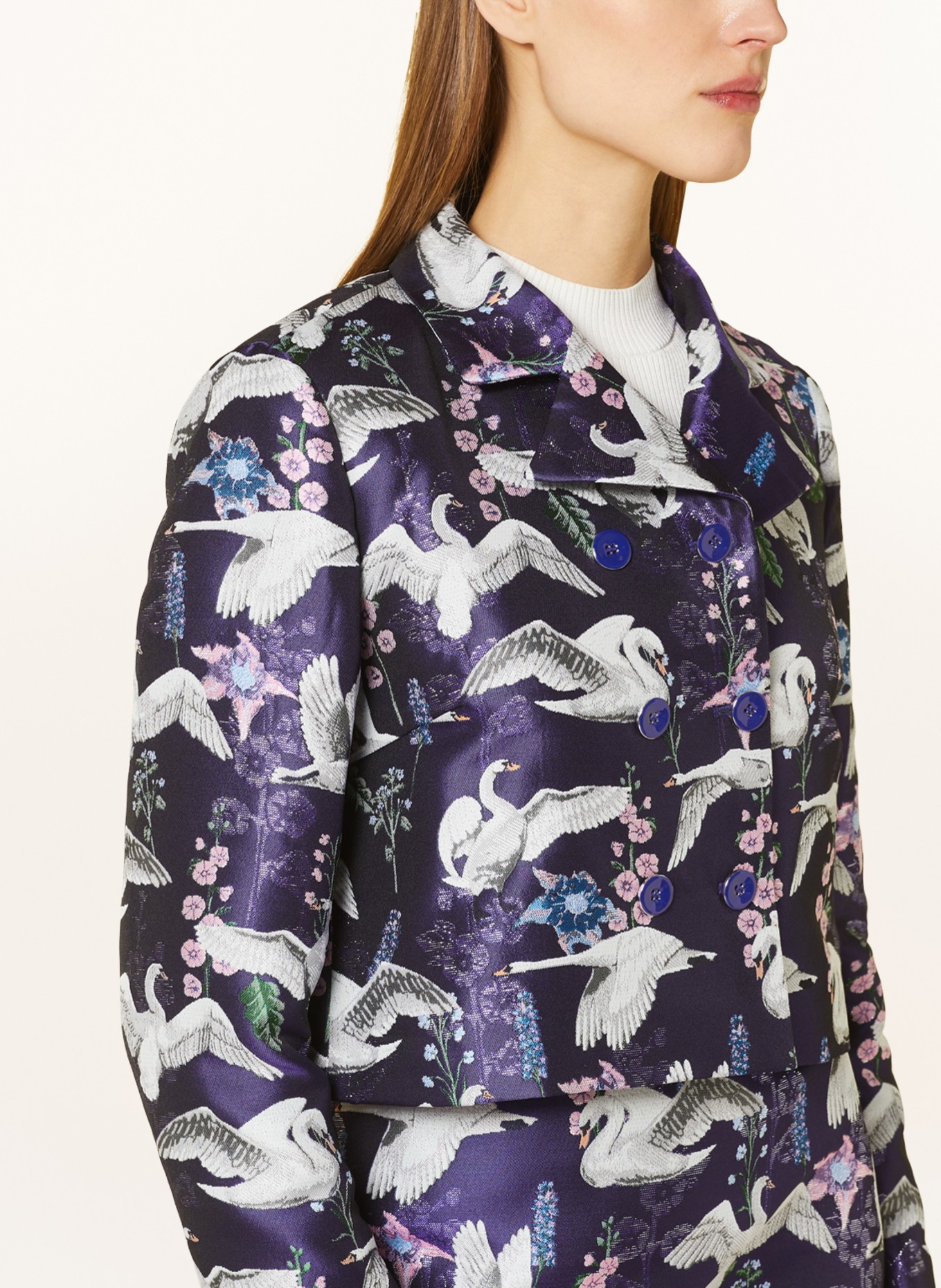 MARC CAIN Jacquard blazer with glitter thread, Color: 755 deep violet (Image 4)