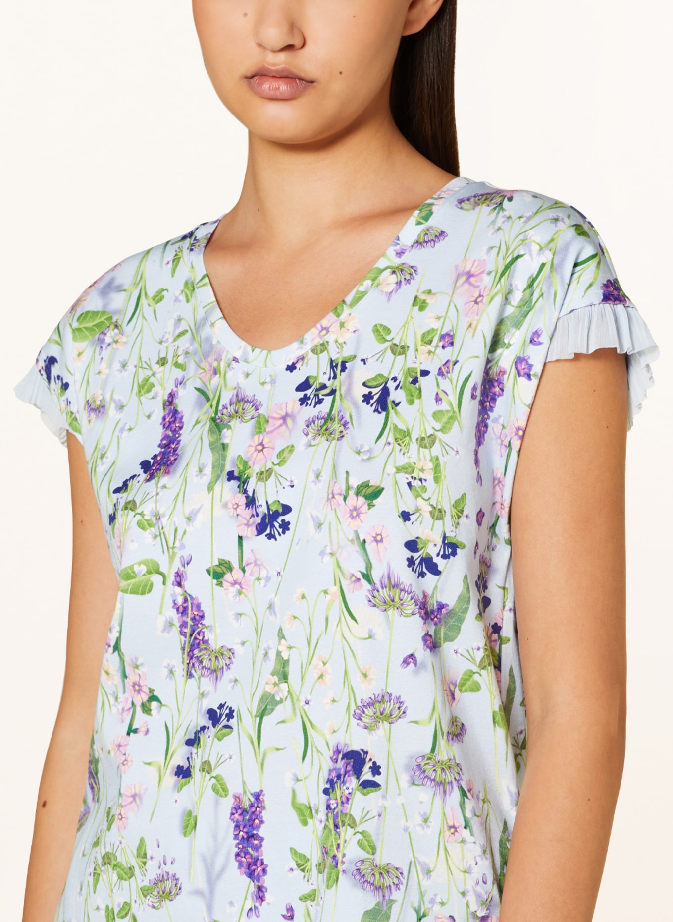 MARC CAIN T-shirt z falbankami, Kolor: 320 soft summer sky (Obrazek 4)