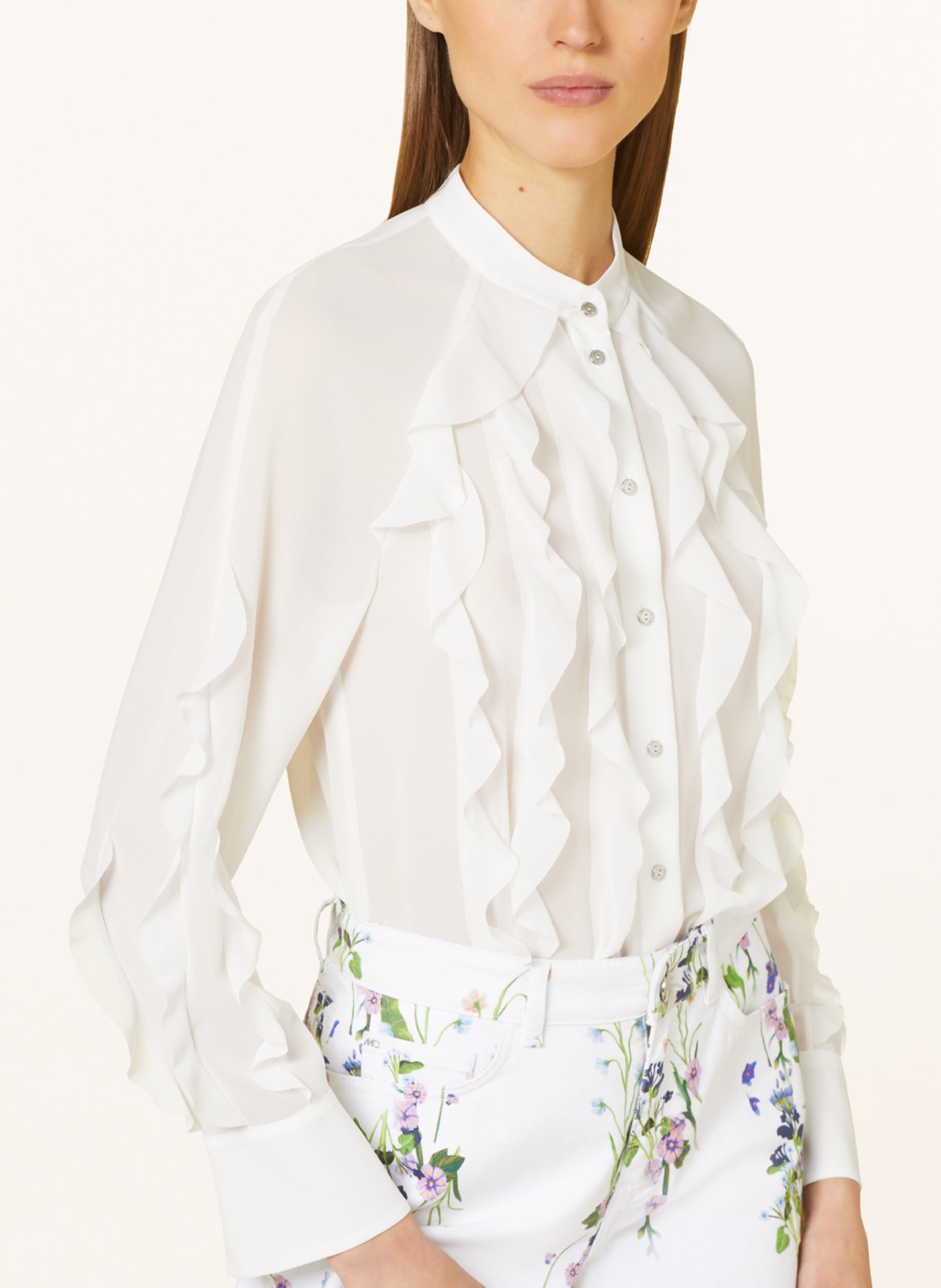 MARC CAIN Blouse with frills, Color: 110 off (Image 4)