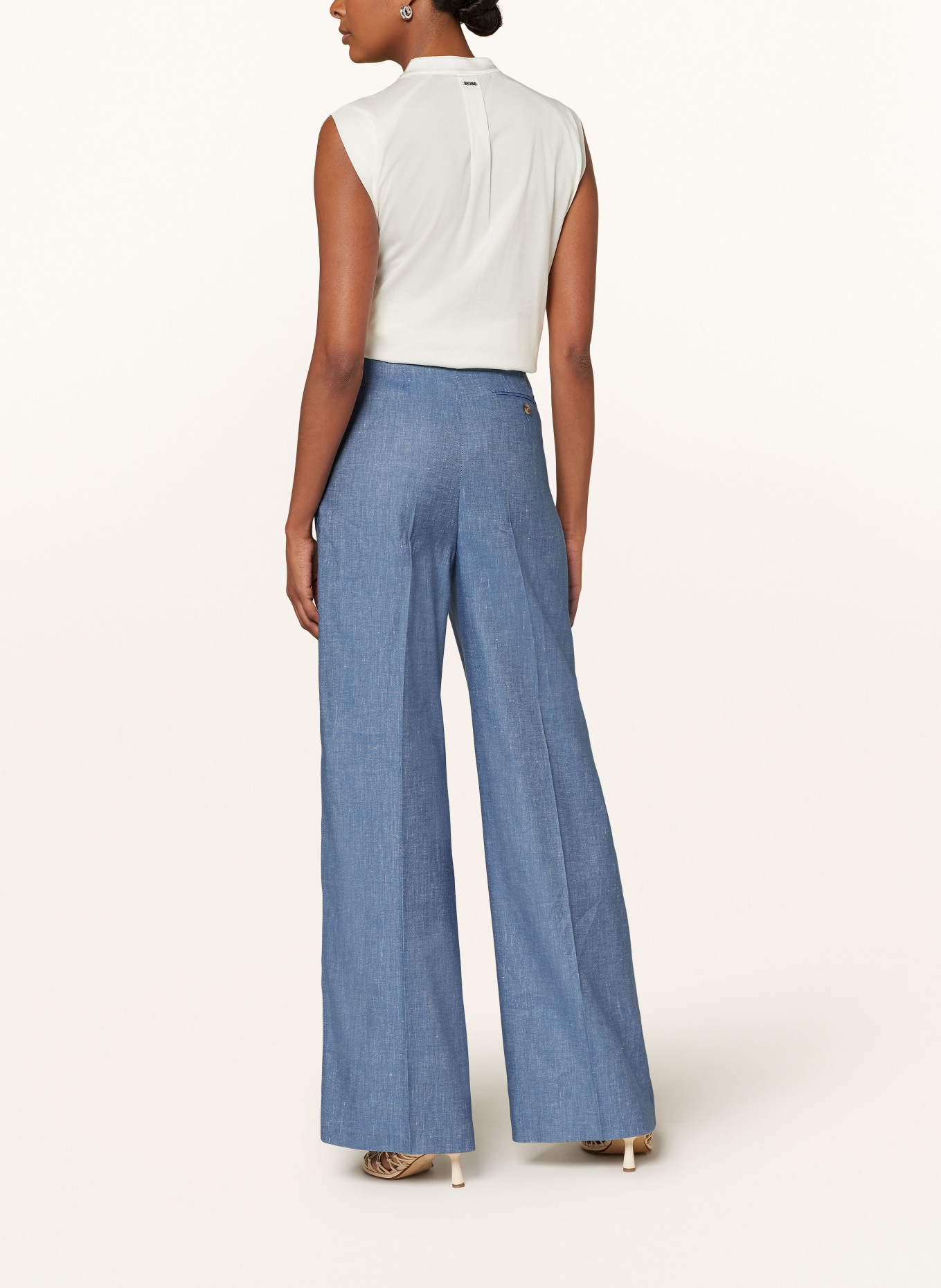 BOSS Trousers TASENA1 with linen, Color: 450 LIGHT/PASTEL BLUE (Image 3)