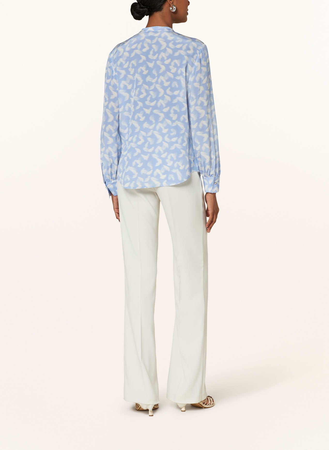 BOSS Silk blouse BANORA18, Color: LIGHT BLUE/ WHITE (Image 3)