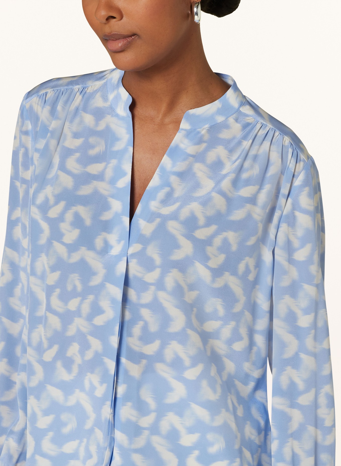 BOSS Silk blouse BANORA18, Color: LIGHT BLUE/ WHITE (Image 4)