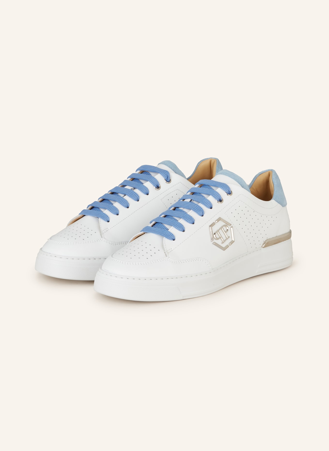PHILIPP PLEIN Sneakers, Color: WHITE/ LIGHT BLUE (Image 1)