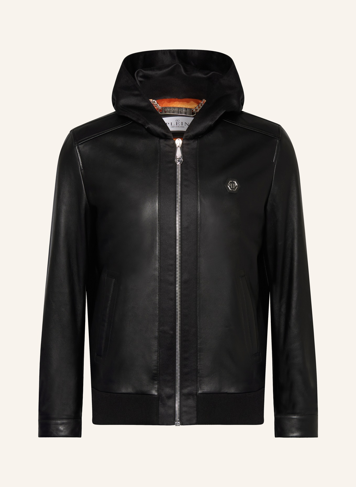 PHILIPP PLEIN Leather jacket in mixed materials, Color: BLACK (Image 1)