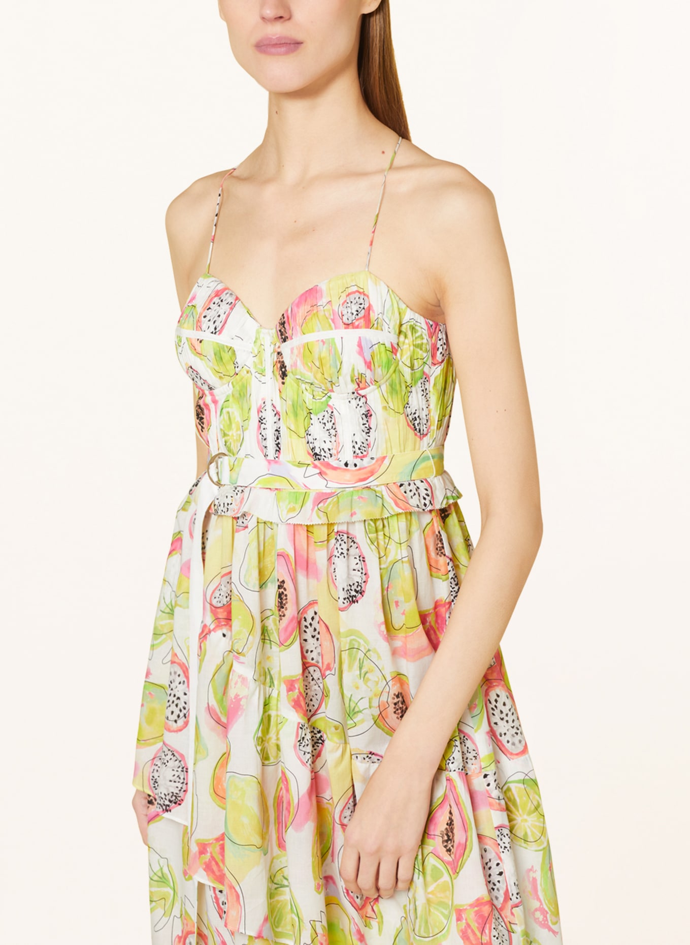 MARC CAIN Sukienka z plisami, Kolor: 420 pale lemon (Obrazek 4)