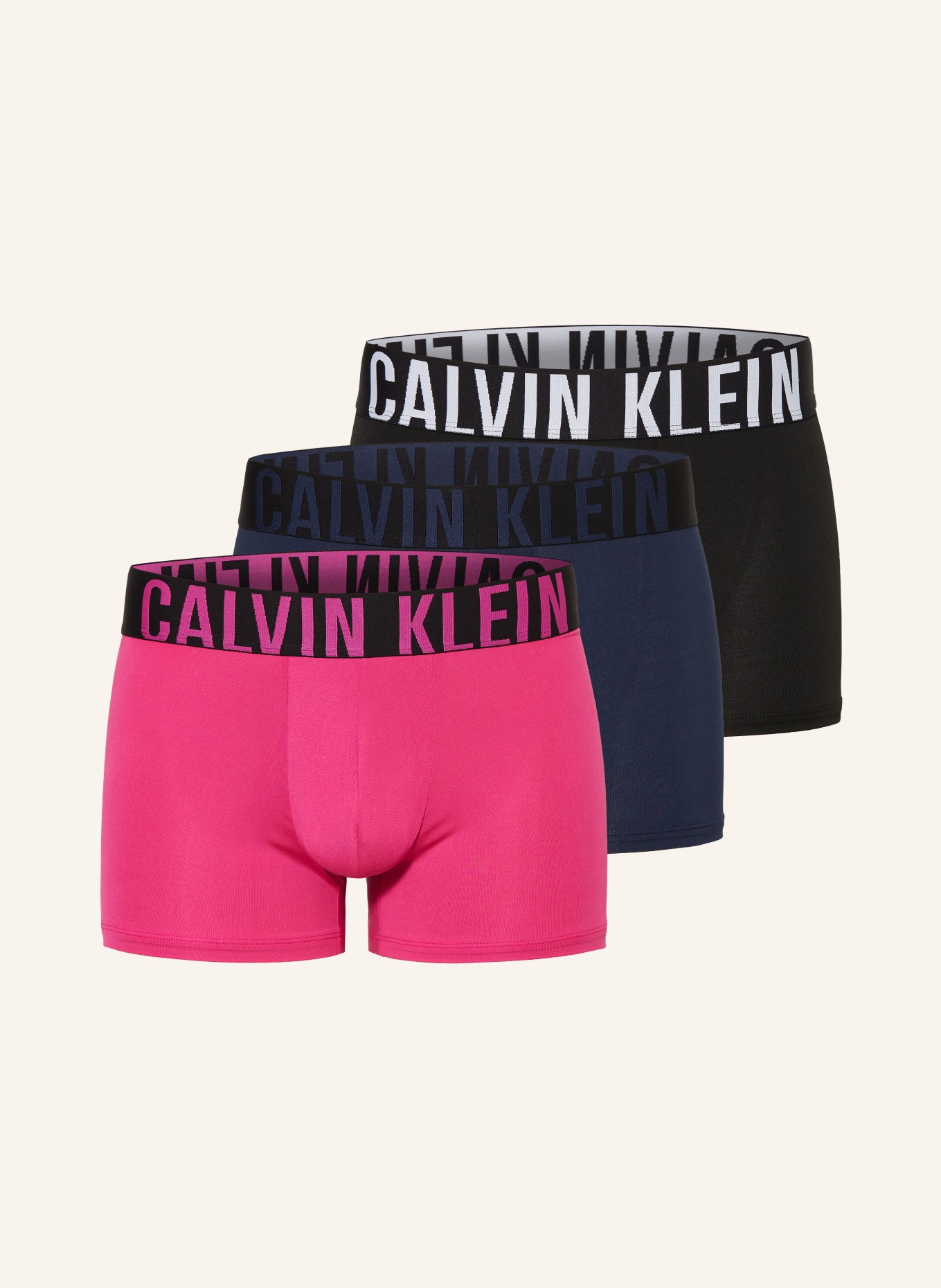 Calvin Klein Boxerky INTENSE POWER, 3 kusy v balení, Barva: RŮŽOVÁ/ TMAVĚ MODRÁ (Obrázek 1)