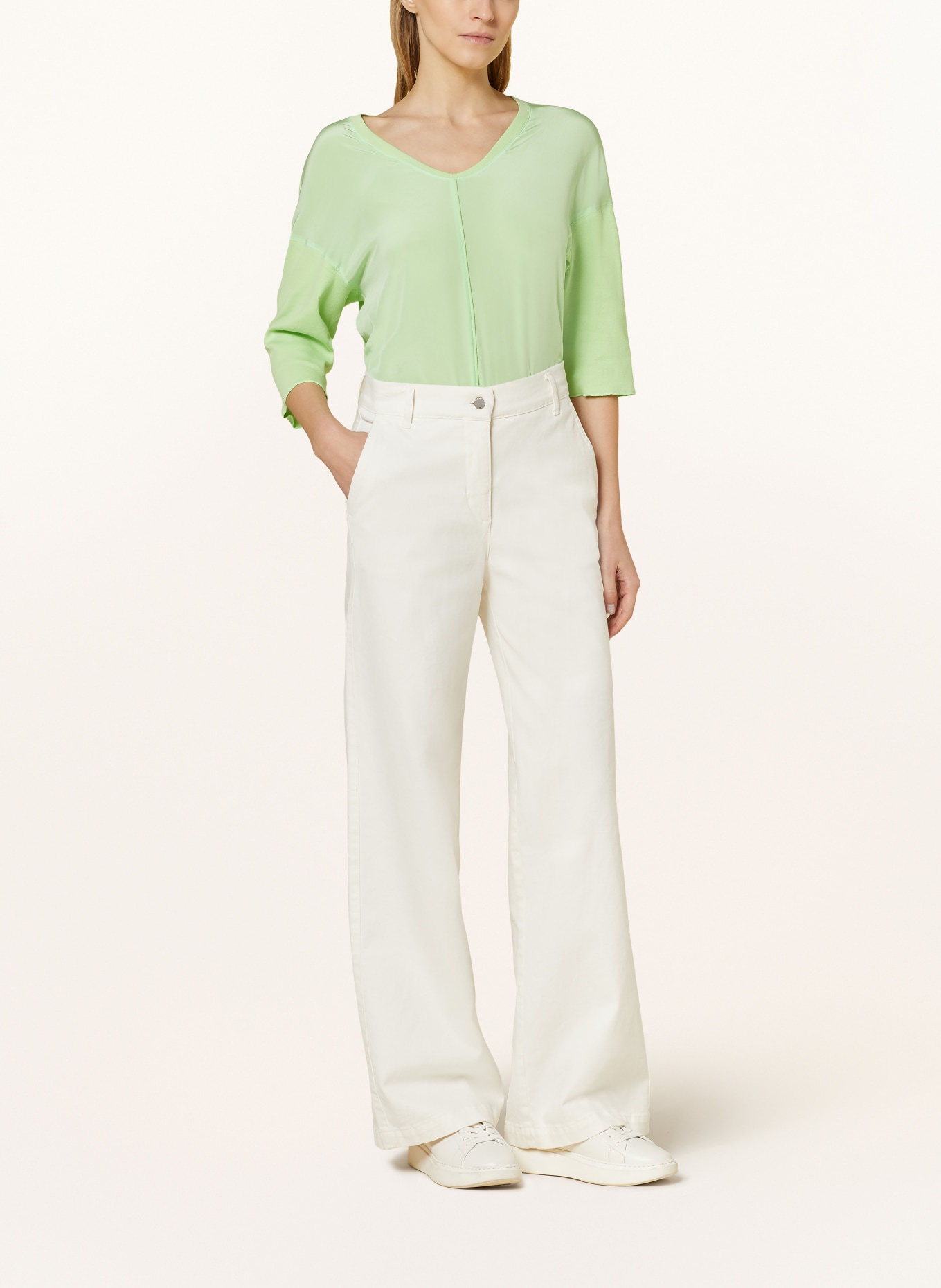 MARC CAIN Shirt blouse in mixed materials, Color: 531 light apple green (Image 2)
