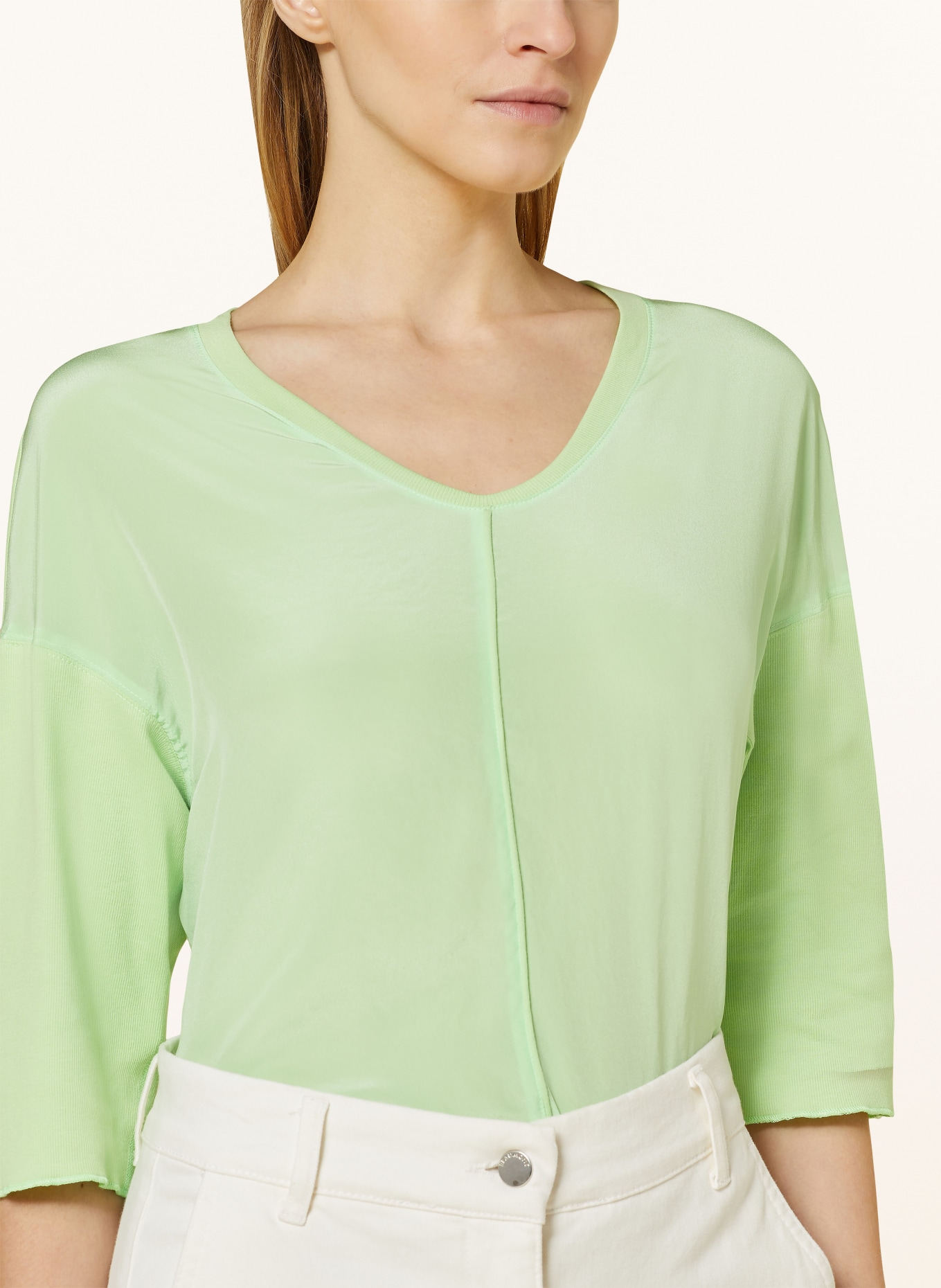 MARC CAIN Shirt blouse in mixed materials, Color: 531 light apple green (Image 4)
