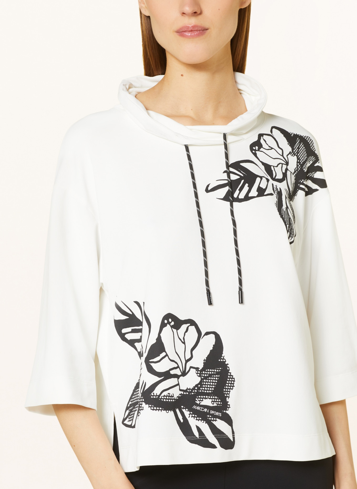 MARC CAIN Sweatshirt with 3/4 sleeves, Color: 190 white and black (Image 4)