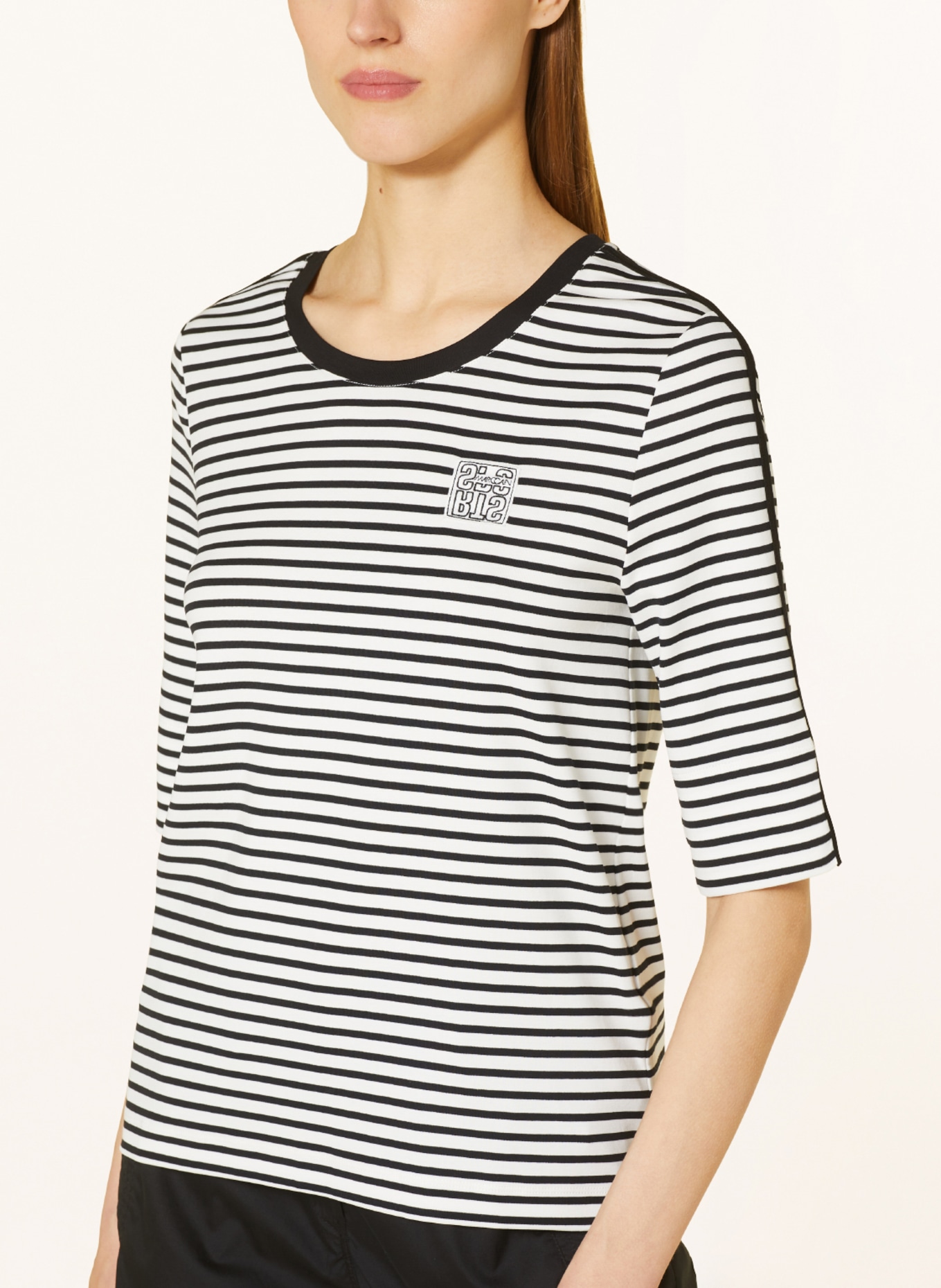 MARC CAIN Shirt with 3/4 sleeves, Color: 190 white and black (Image 4)