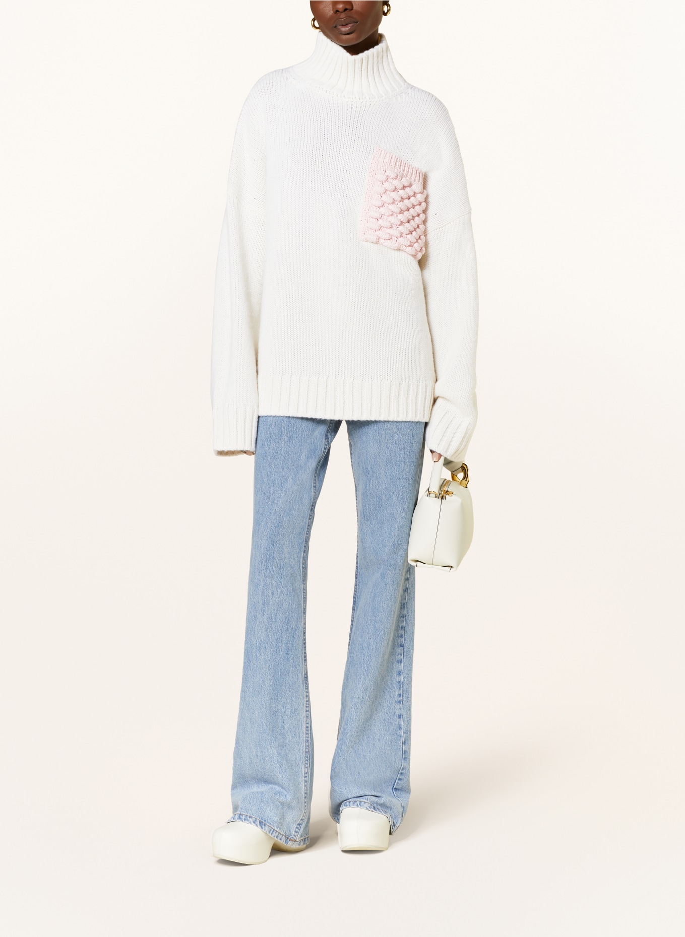 JW ANDERSON Sweater with alpaca, Color: CREAM/ PINK (Image 2)
