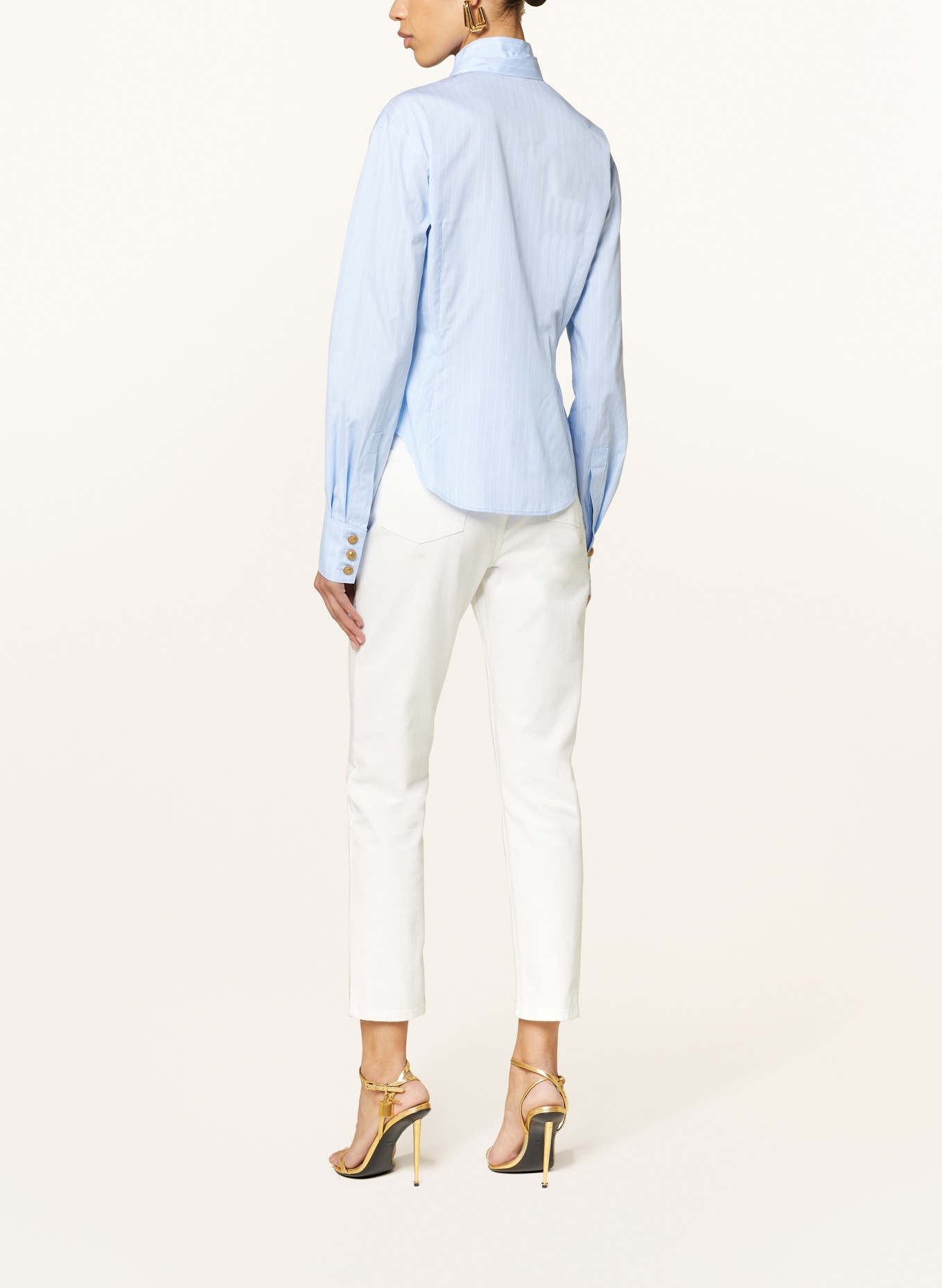 BALMAIN Bow-tie blouse, Color: LIGHT BLUE/ WHITE (Image 3)