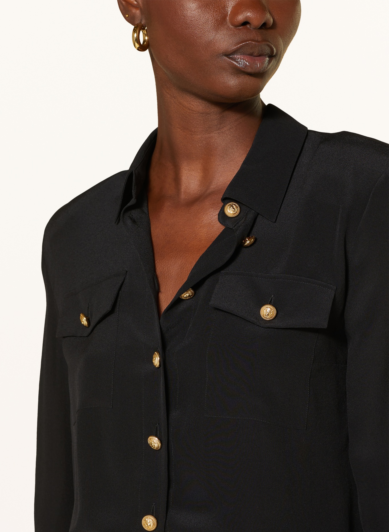 BALMAIN Shirt blouse in silk, Color: BLACK (Image 4)