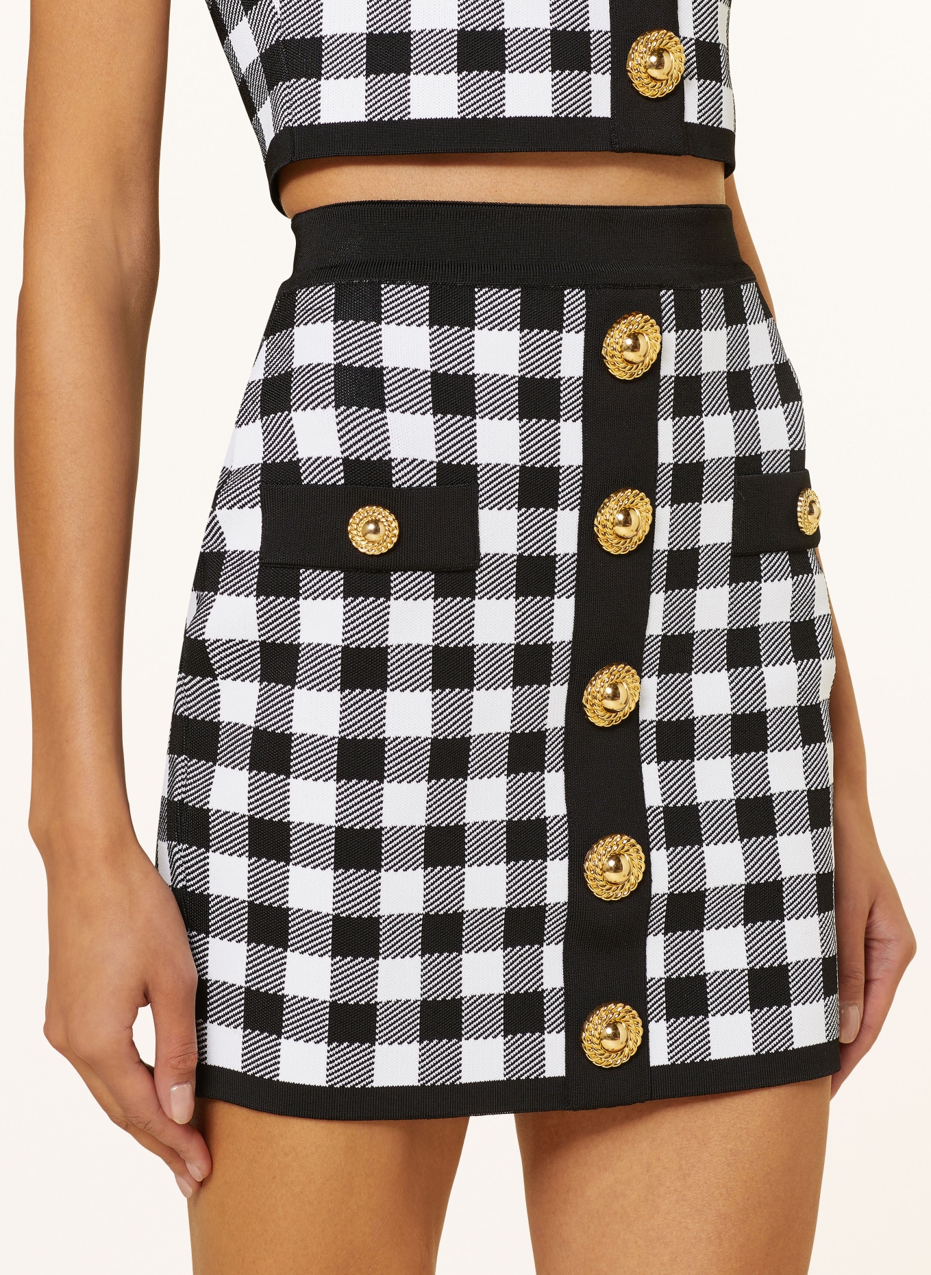 BALMAIN Knit skirt, Color: BLACK/ WHITE (Image 4)