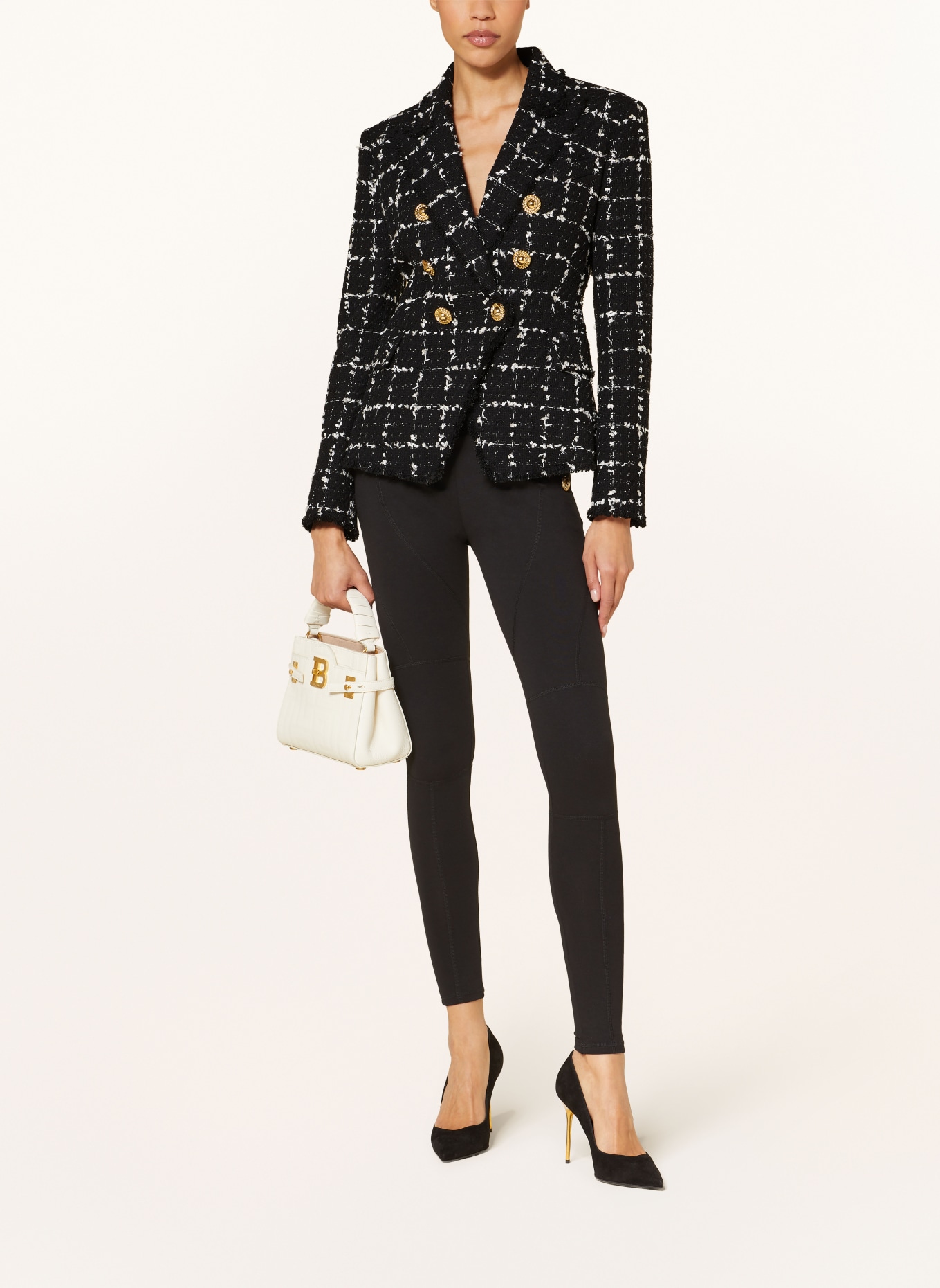 BALMAIN Tweed blazer with glitter thread, Color: BLACK/ WHITE (Image 2)