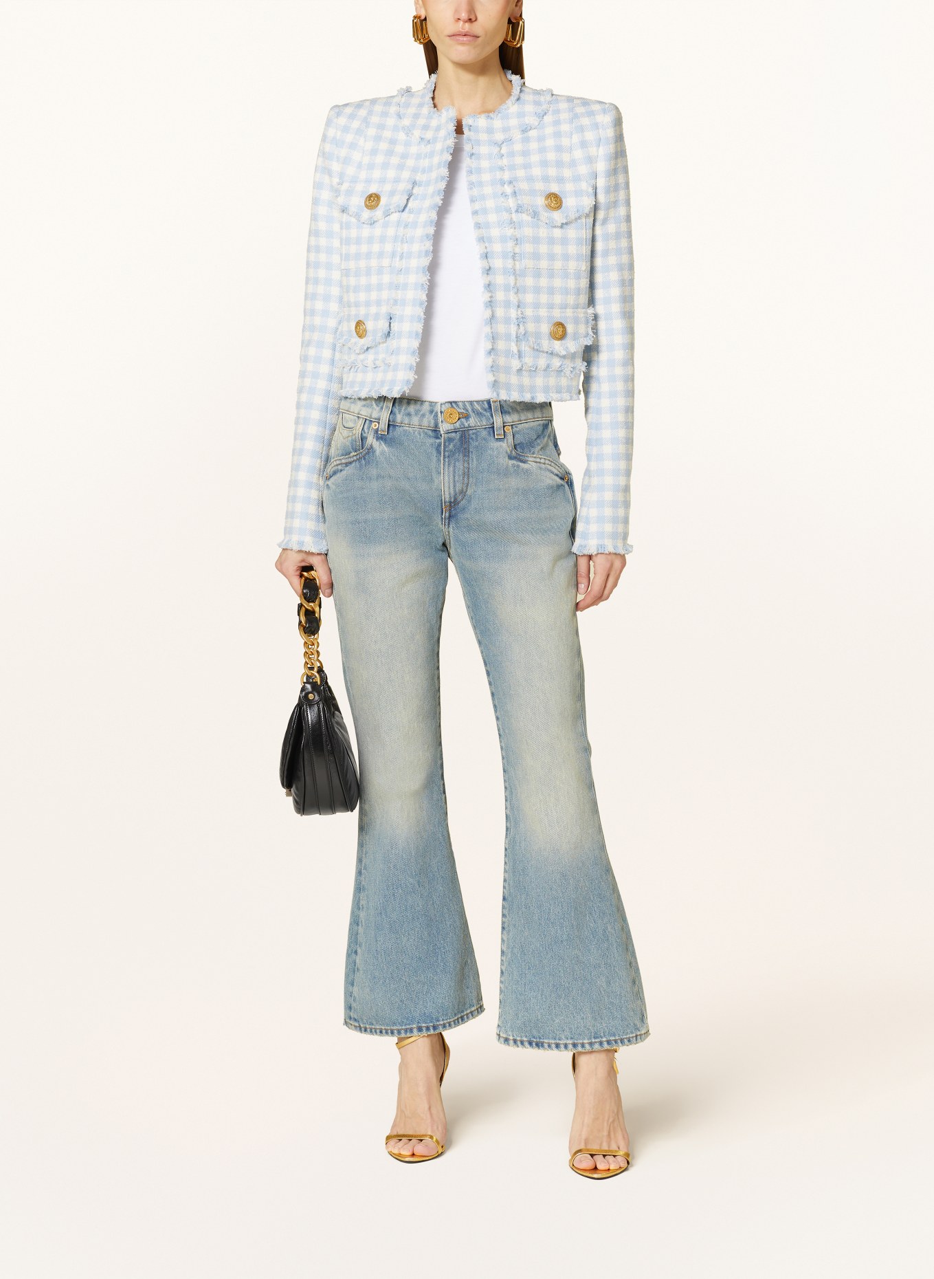 BALMAIN Tweed jacket, Color: WHITE/ LIGHT BLUE (Image 2)