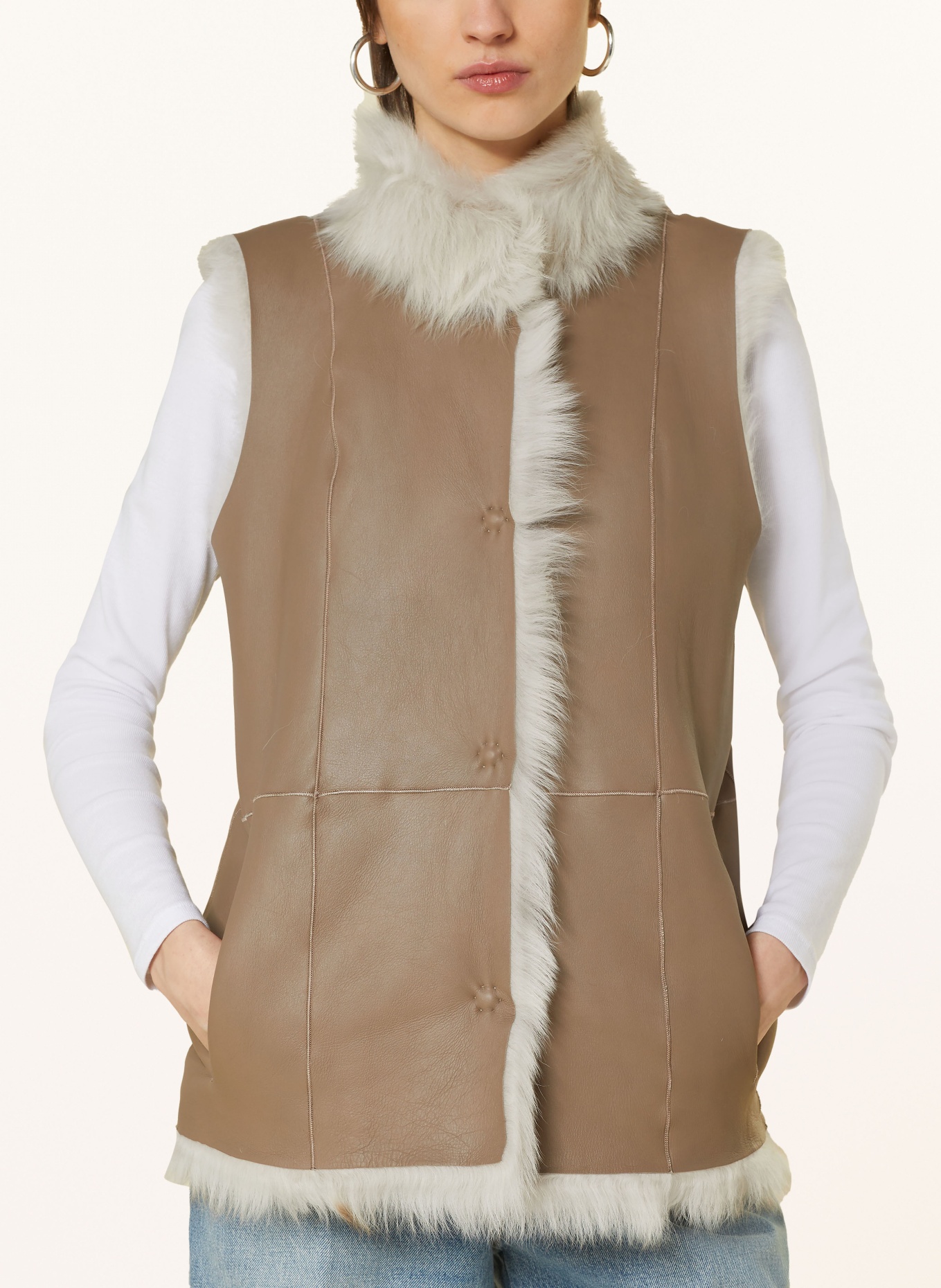 MRS & HUGS Lambskin vest, Color: TAUPE (Image 6)