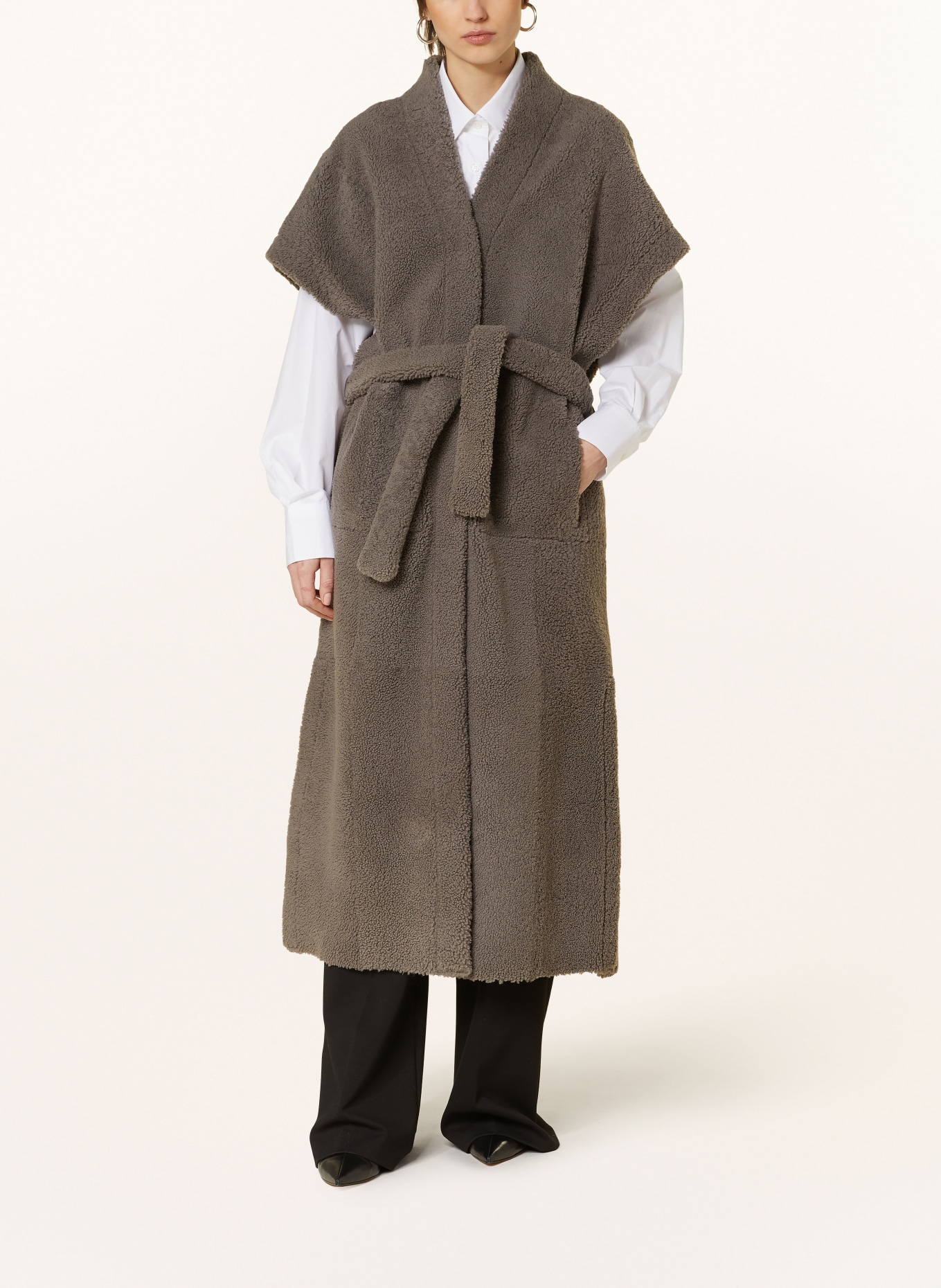 MRS & HUGS Oboustranný kabát z jehněčí kožešiny, Barva: ŠEDÁ (Obrázek 3)