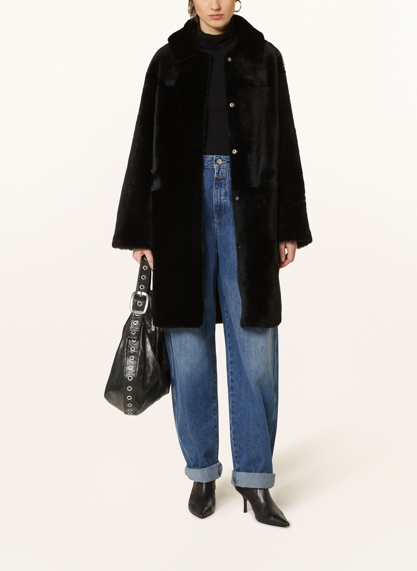 MRS & HUGS Reversible lambskin coat, Color: BLACK (Image 3)