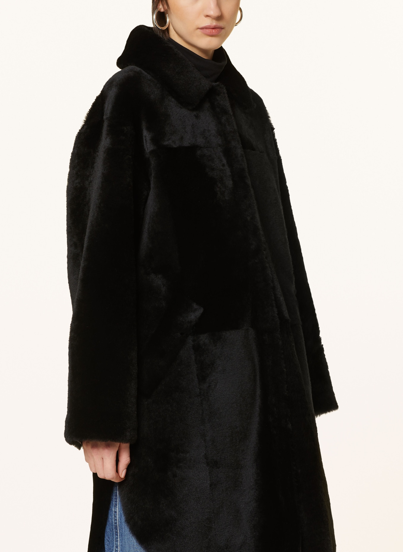 MRS & HUGS Reversible lambskin coat, Color: BLACK (Image 5)