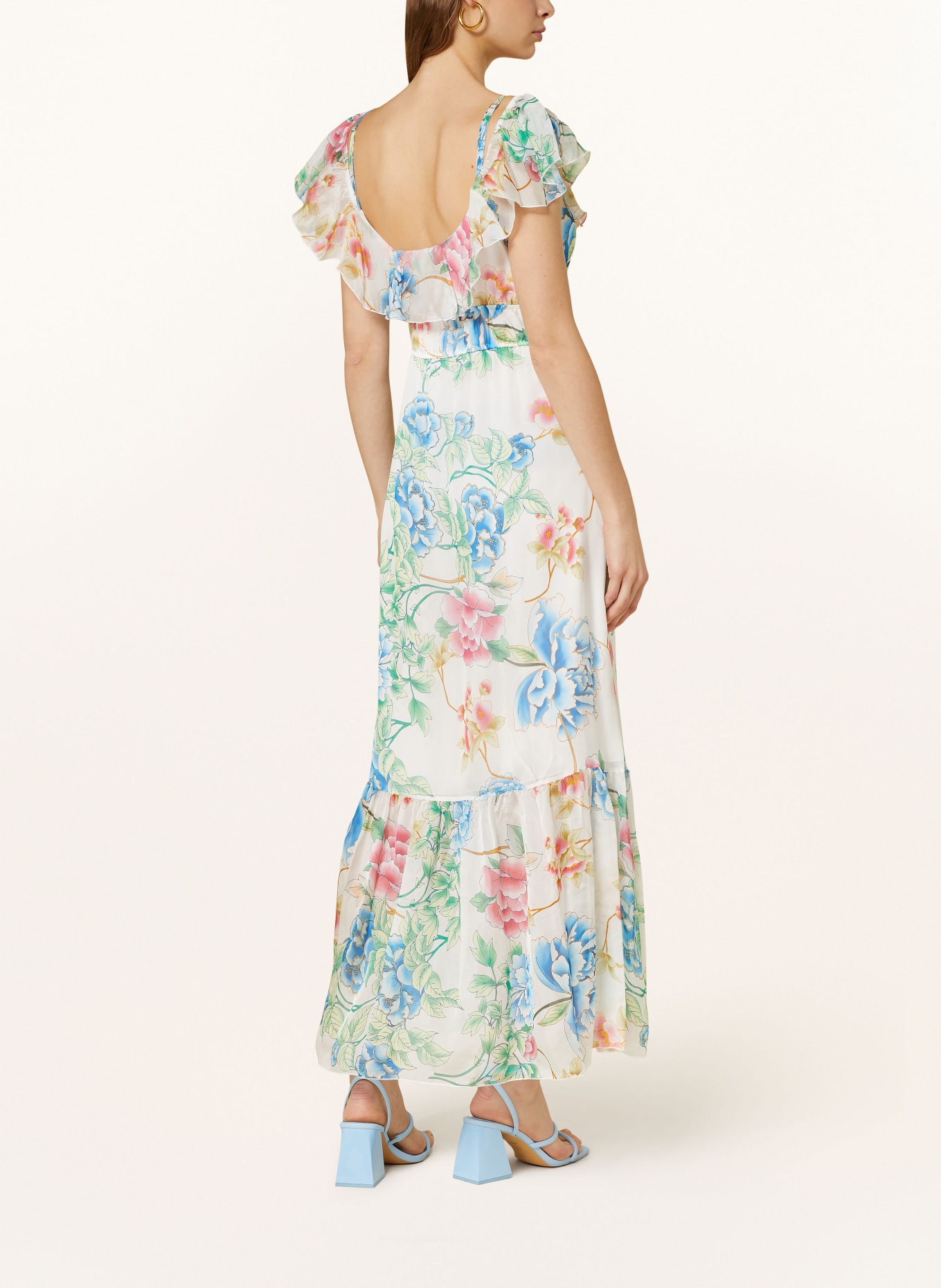 GUESS Cold-Shoulder-Kleid ELIDE mit Volants, Farbe: GRÜN/ ROT/ WEISS (Bild 3)