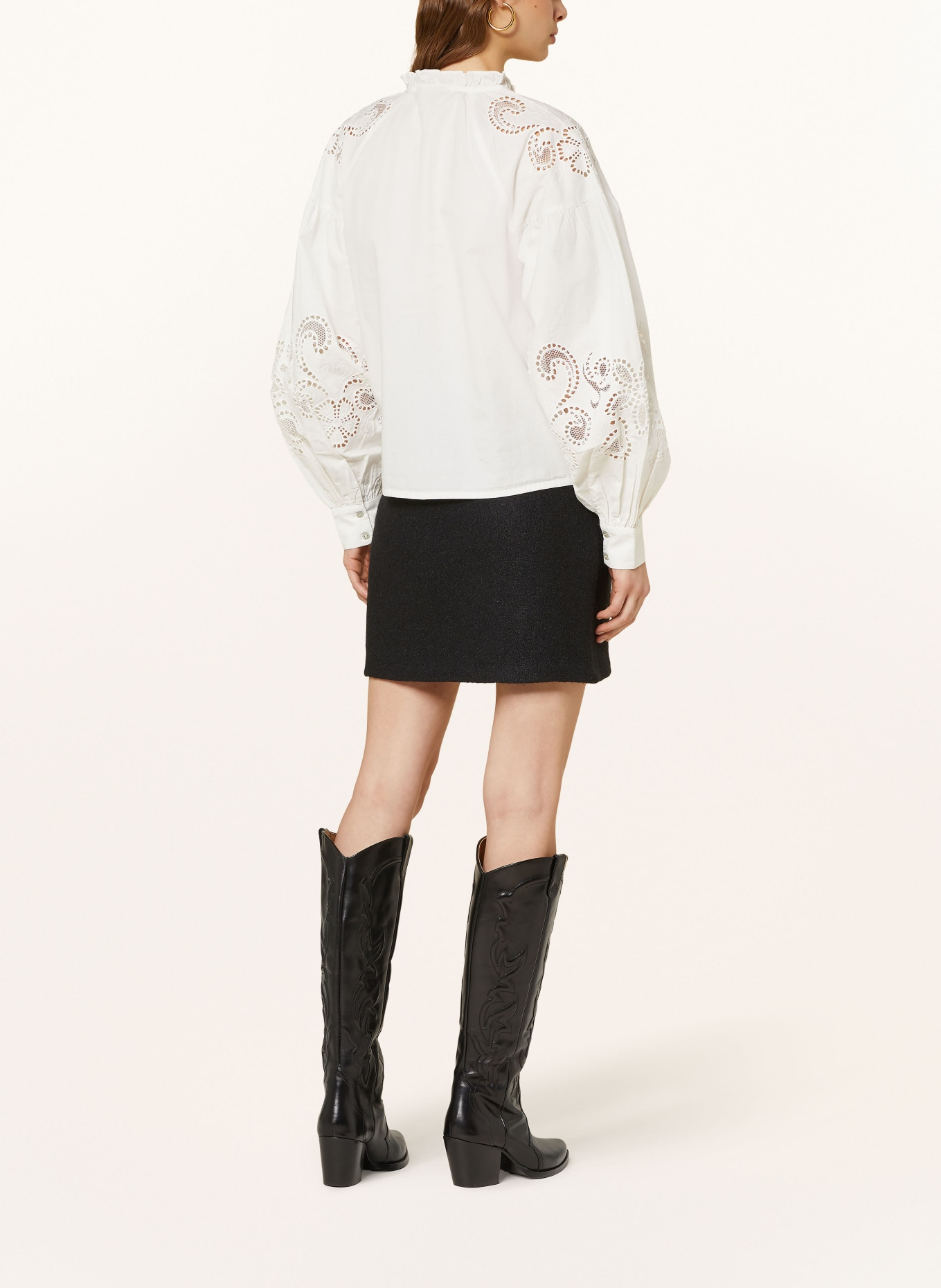 ROUGE VILA Blouse VIFAYE with broderie anglaise and ruffles, Color: WHITE (Image 3)
