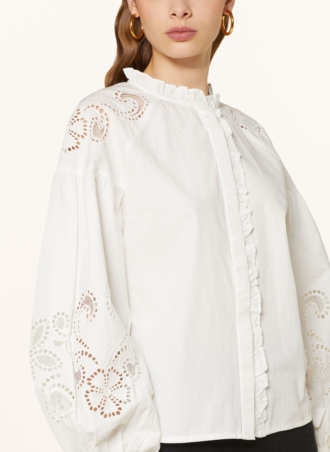 ROUGE VILA Blouse VIFAYE with broderie anglaise and ruffles, Color: WHITE (Image 4)