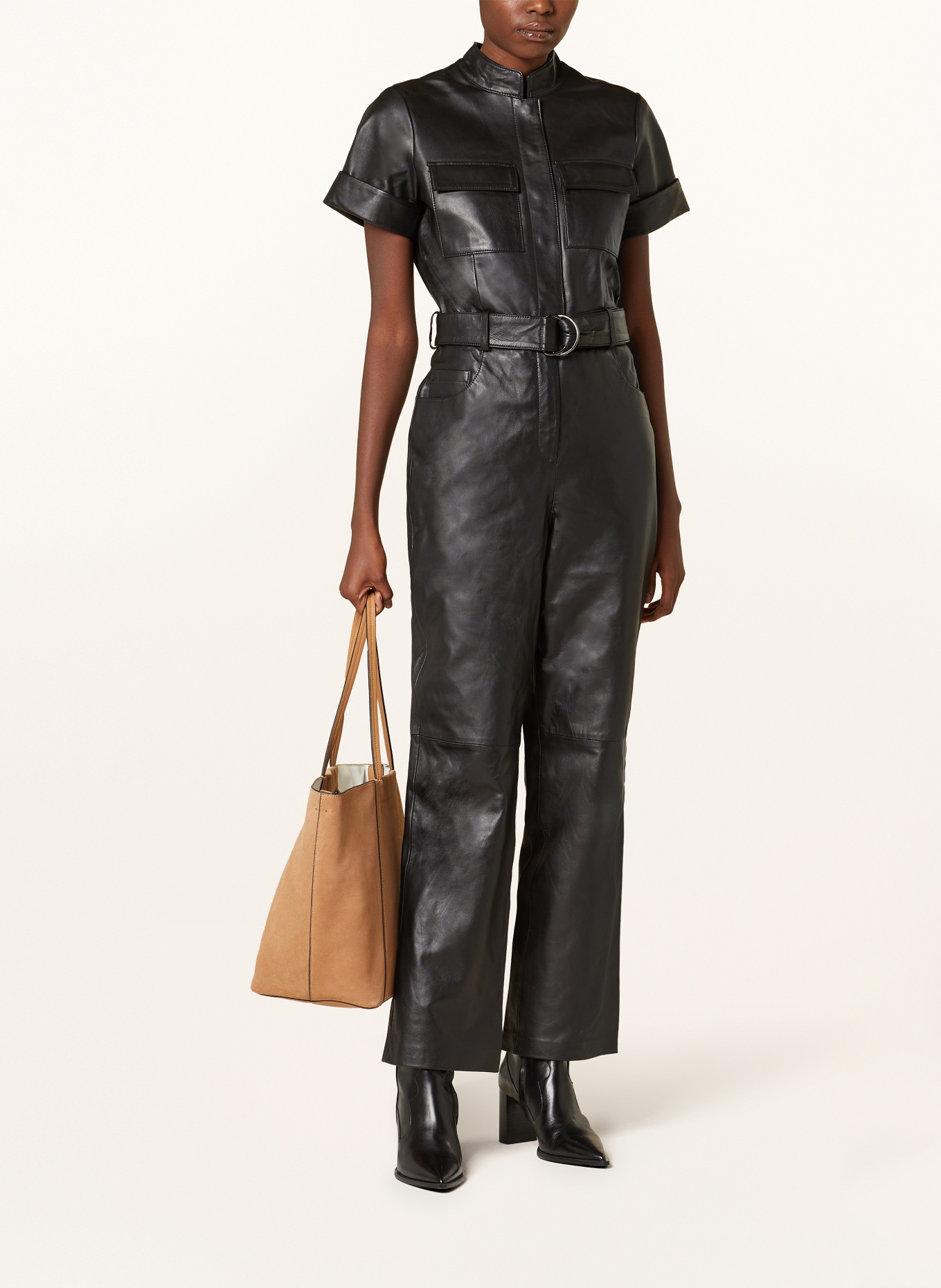 ROUGE VILA Leather jumpsuit, Color: BLACK (Image 2)