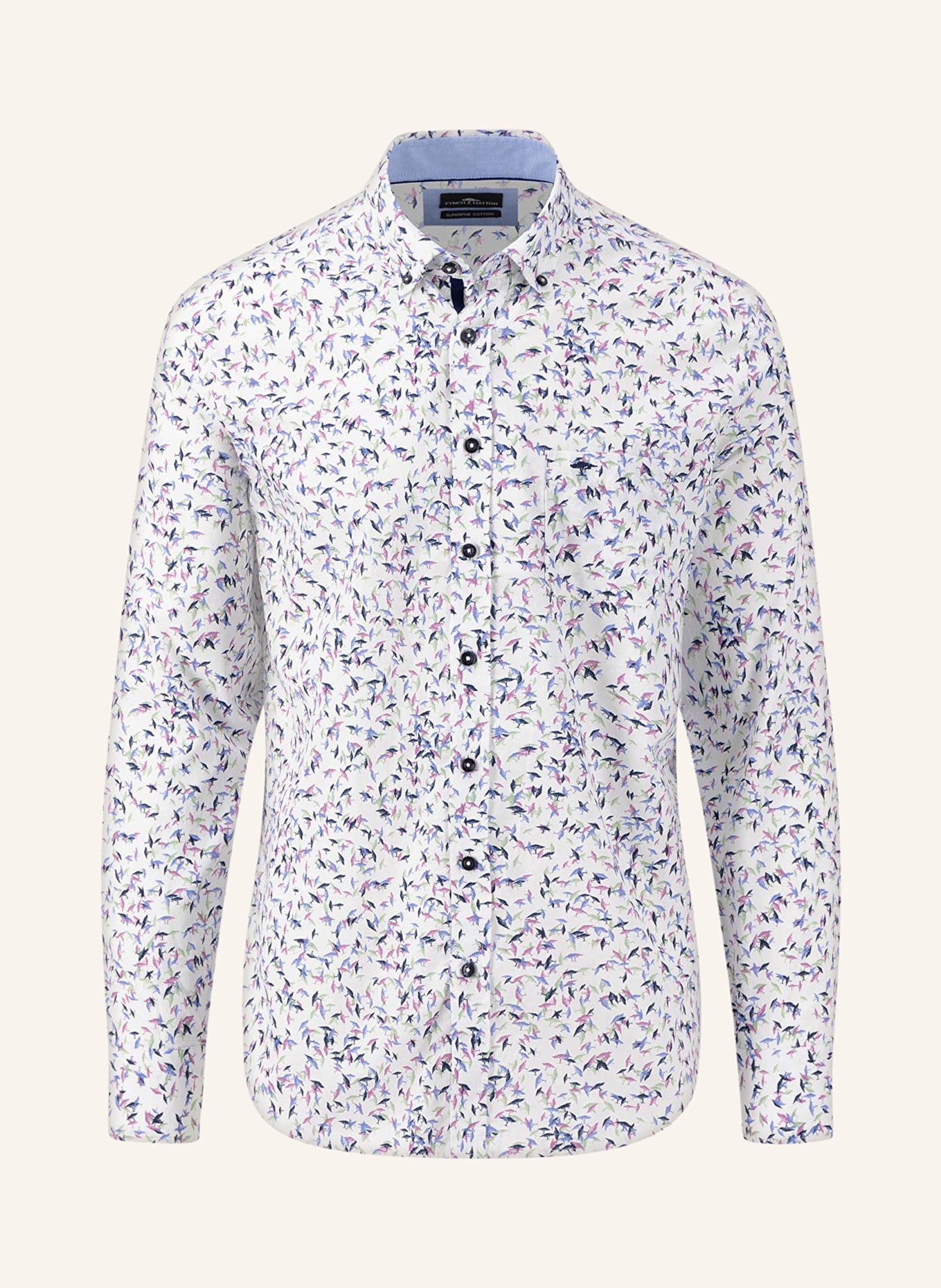 FYNCH-HATTON Shirt regular fit, Color: WHITE/ BLUE/ DARK PURPLE (Image 1)
