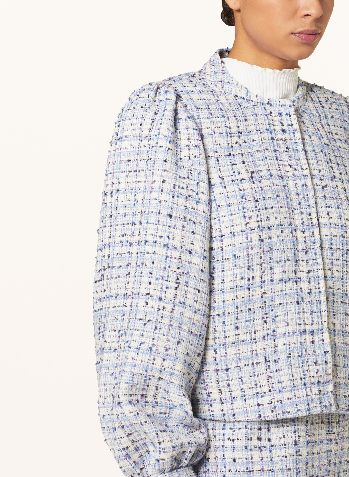FABIENNE CHAPOT Tweed jacket CARICE, Color: WHITE/ LIGHT BLUE (Image 4)