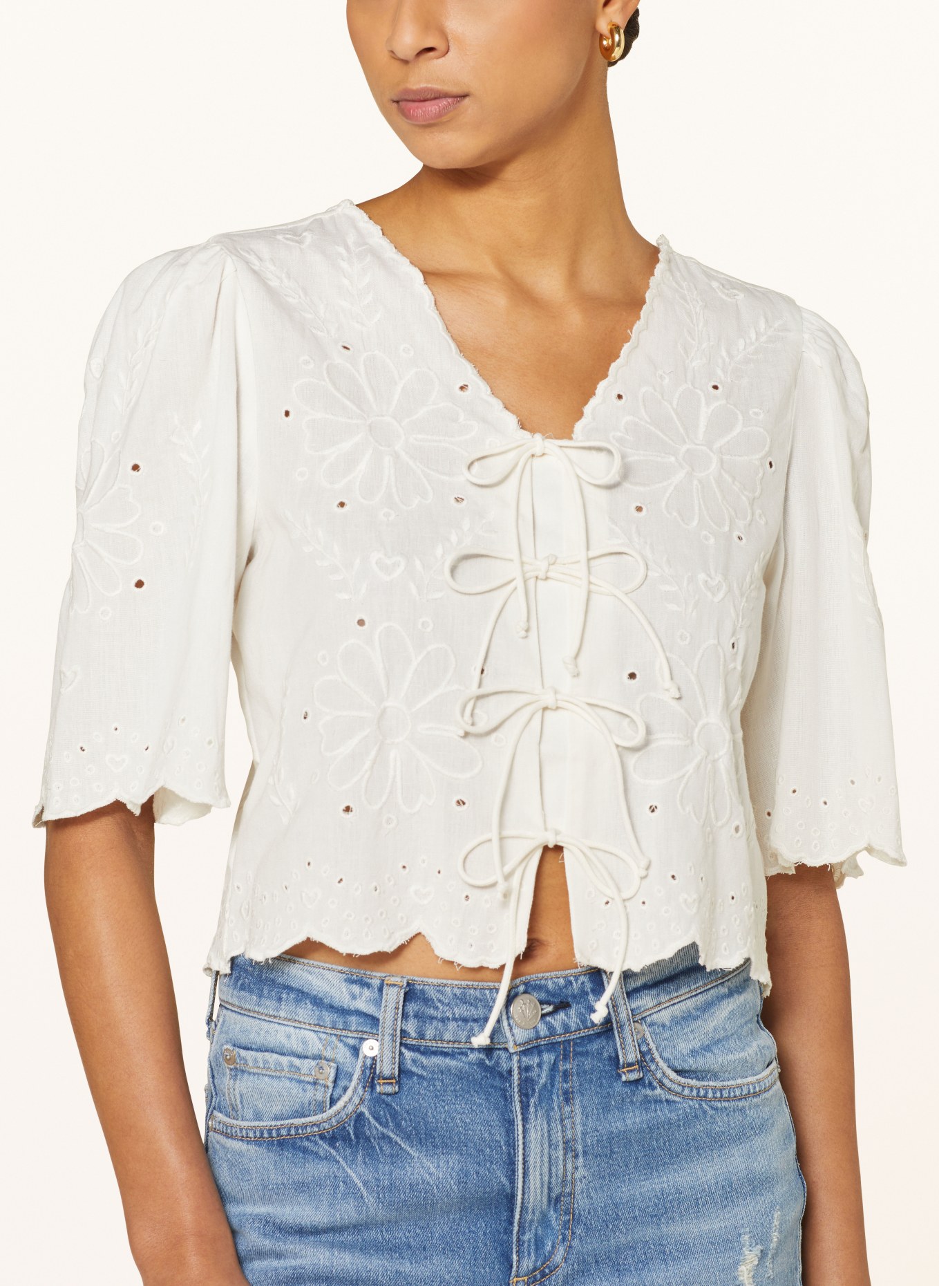 FABIENNE CHAPOT Shirt blouse STERRE with broderie anglaise, Color: CREAM (Image 4)