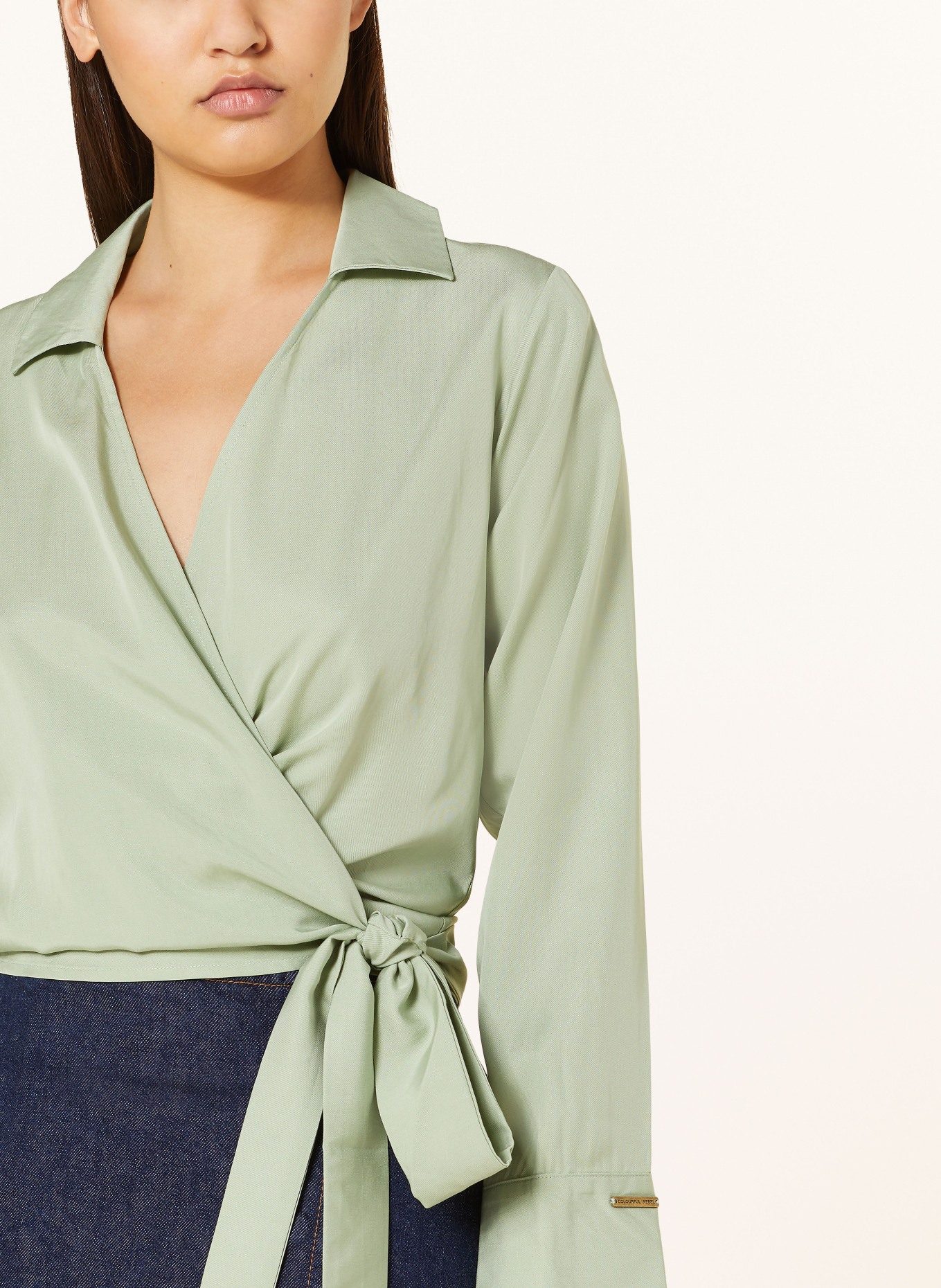 COLOURFUL REBEL Wrap blouse JUSA, Color: LIGHT GREEN (Image 4)